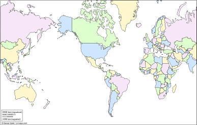 Kids World  on Maps Showing Political Boundaries And Printable Blank World Maps