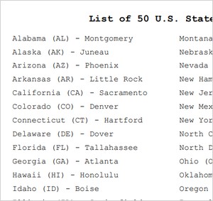 list of states capitals
