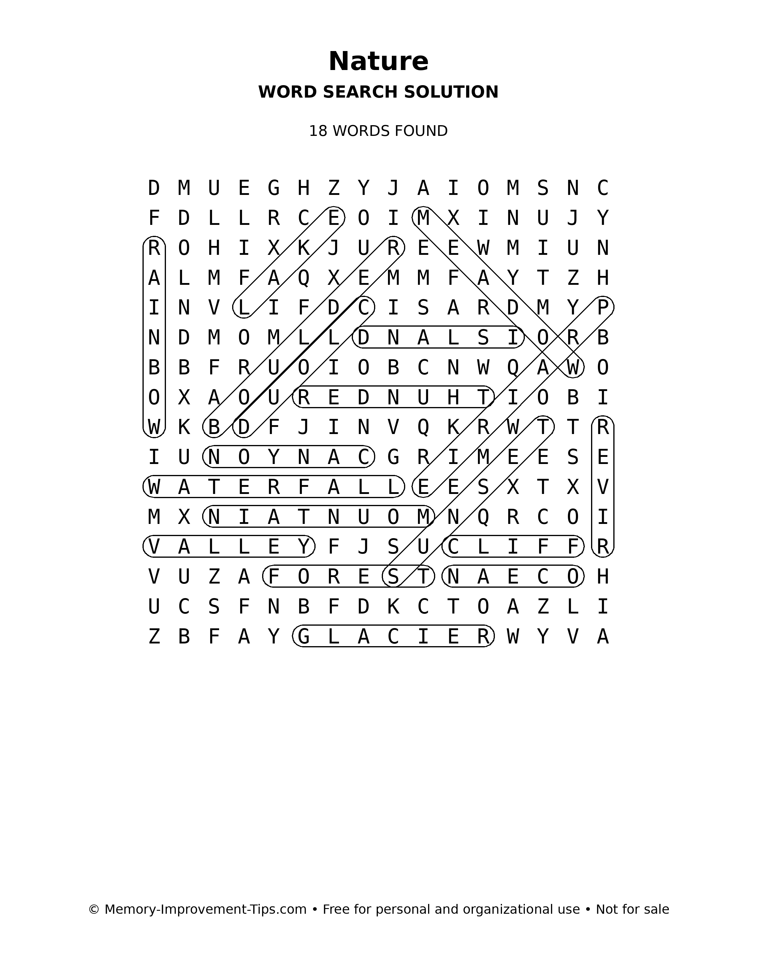 Nature word search solution