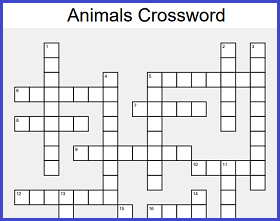 Free Animal Crossword Puzzle