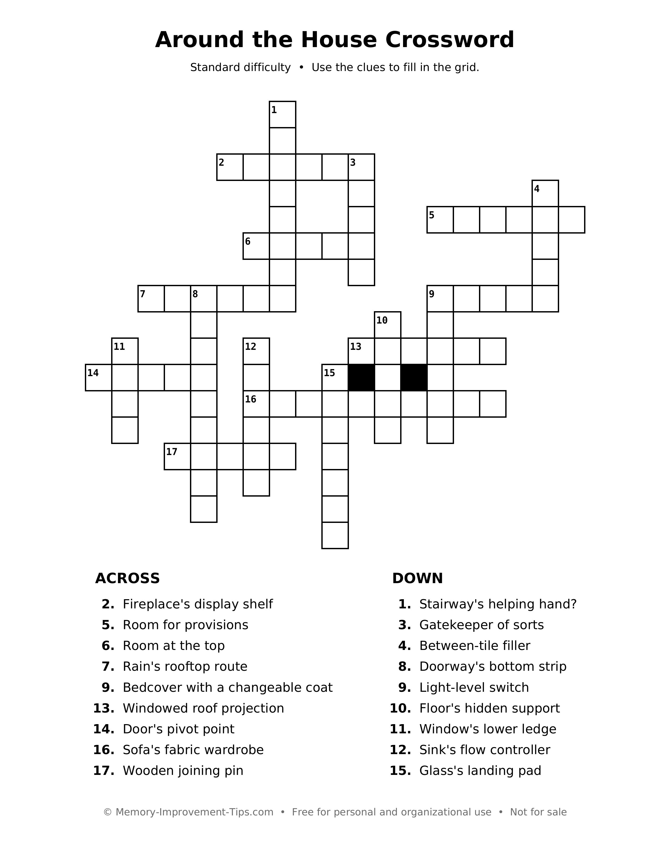 Printable puzzle: Around the House Crossword