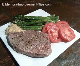 steamed asparagus and steak