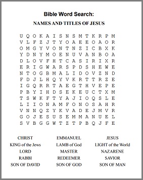 Bible word search example