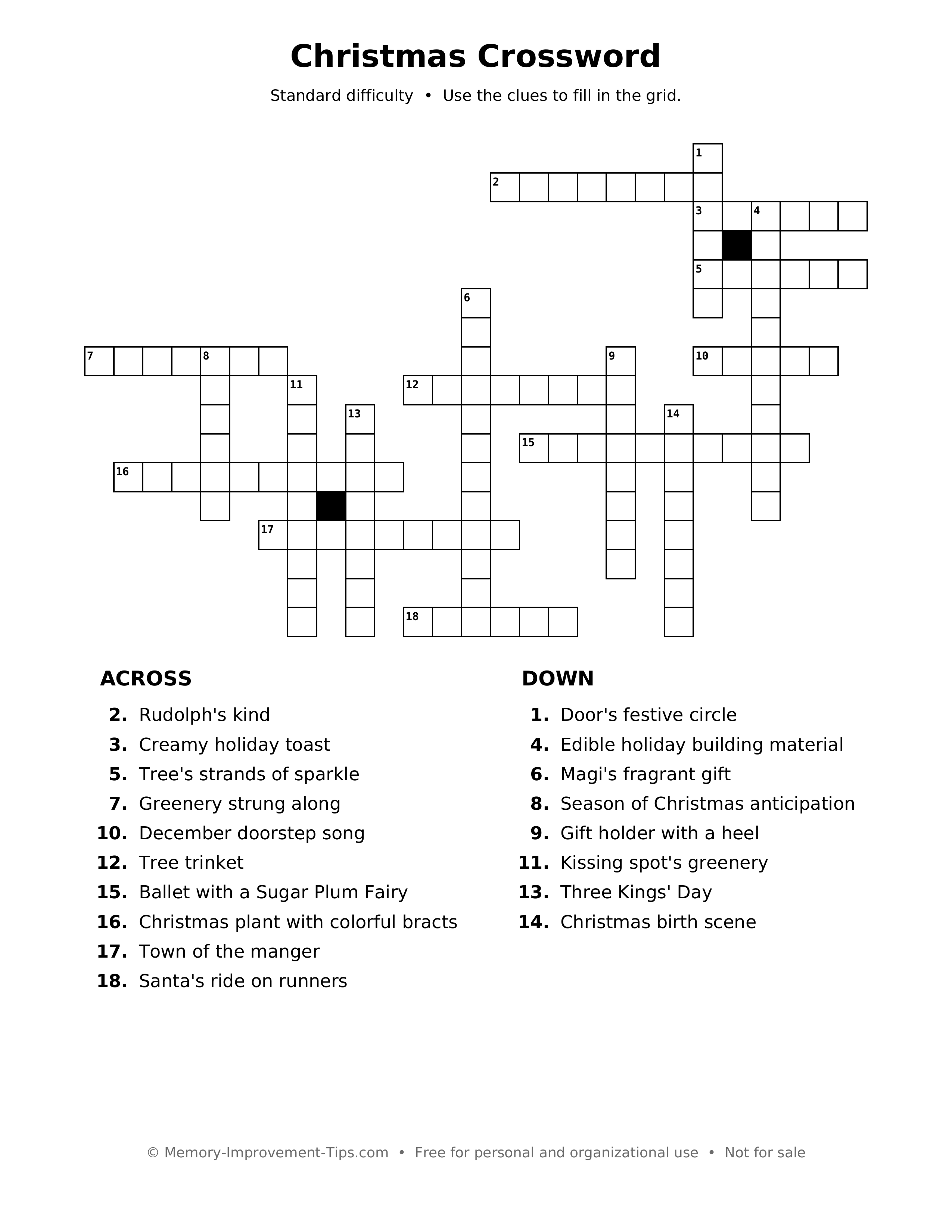Printable puzzle: Christmas Crossword
