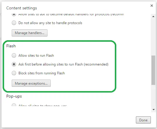 chrome content settings