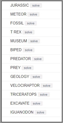 dinosaur word search list