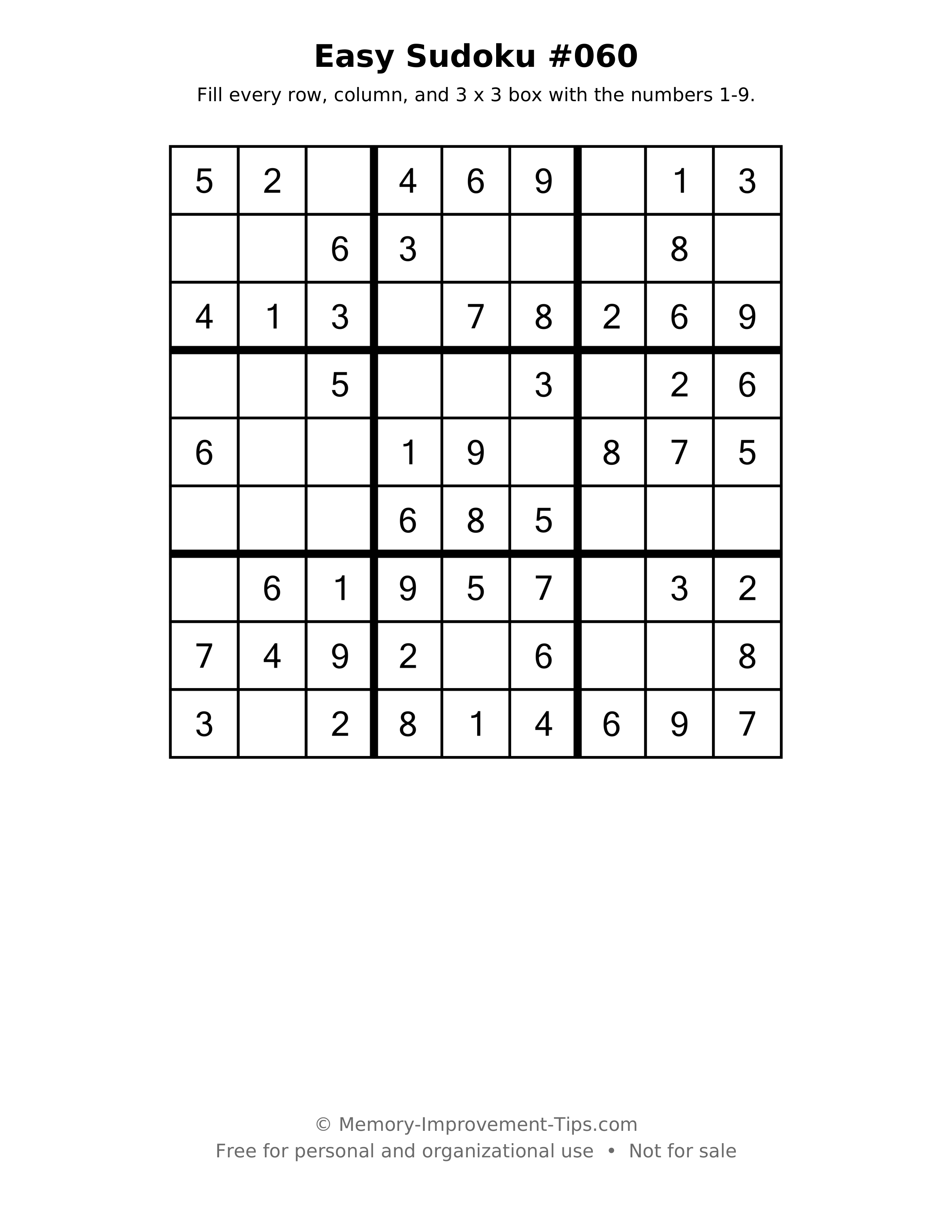 Printable puzzle: Easy Sudoku #060