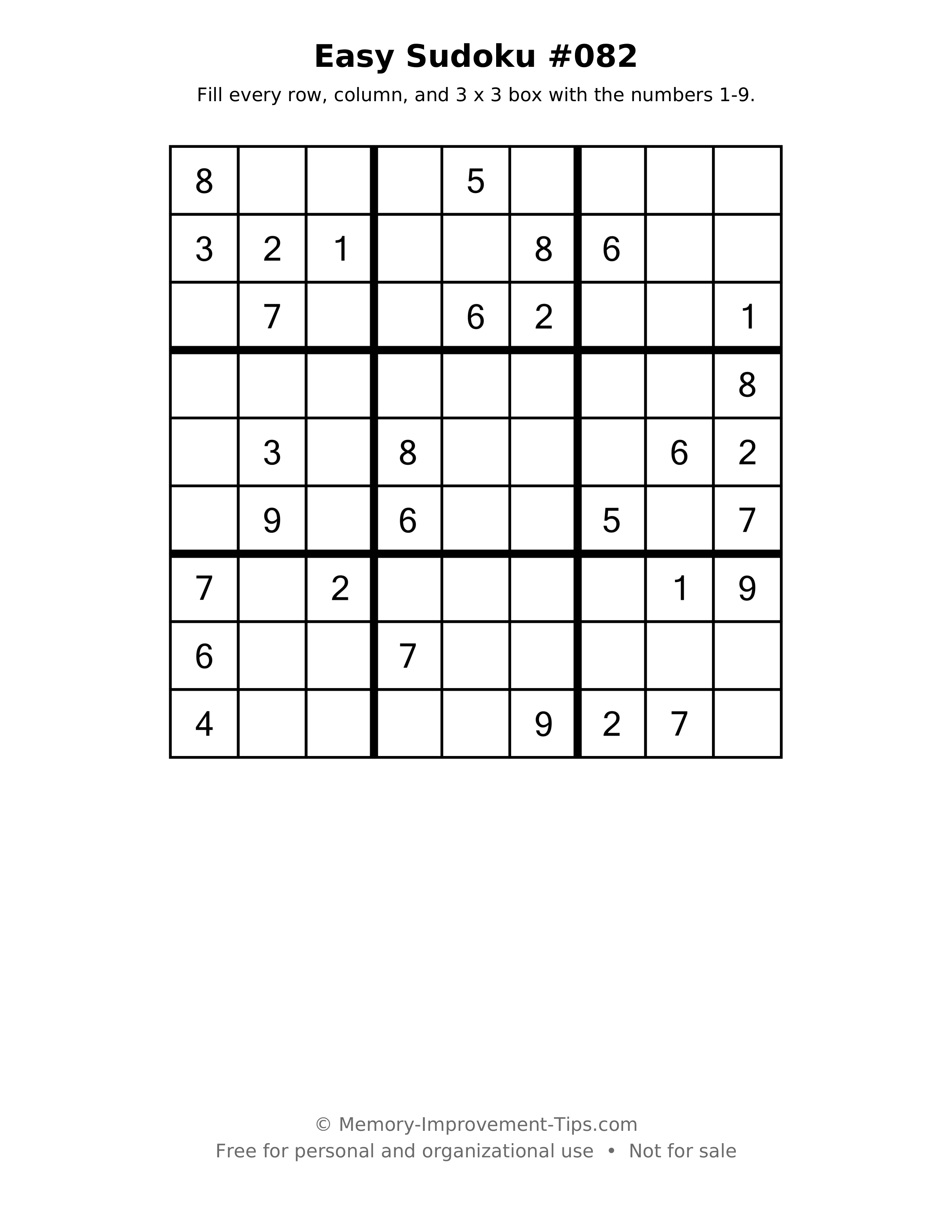 Printable puzzle: Easy Sudoku #082