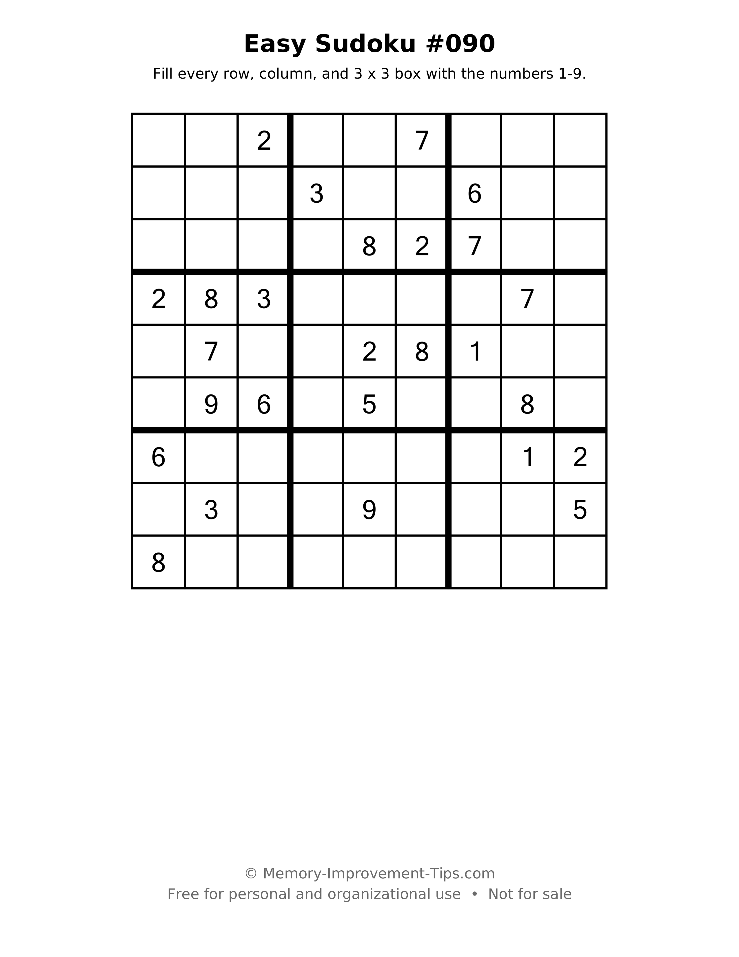 Printable puzzle: Easy Sudoku #090
