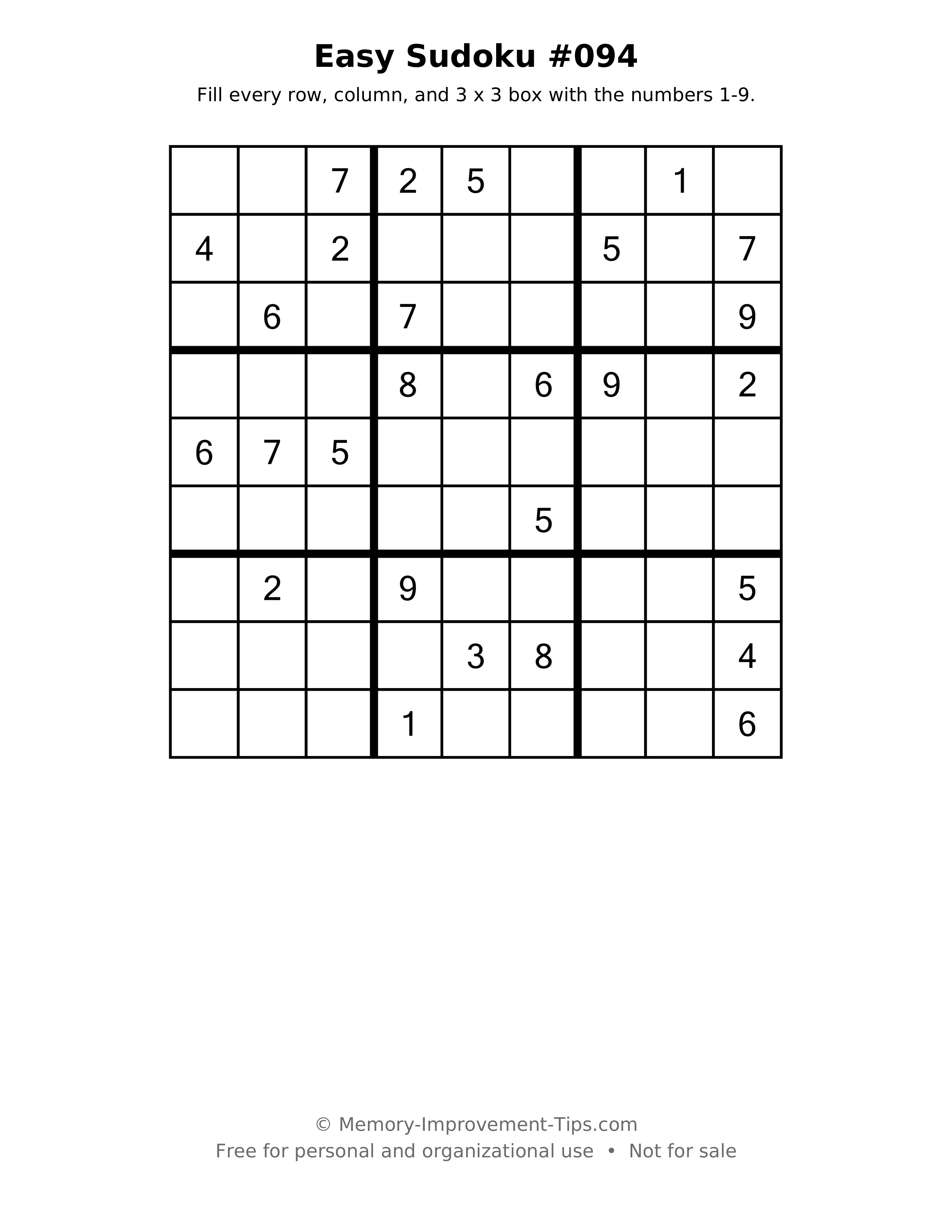 Printable puzzle: Easy Sudoku #094