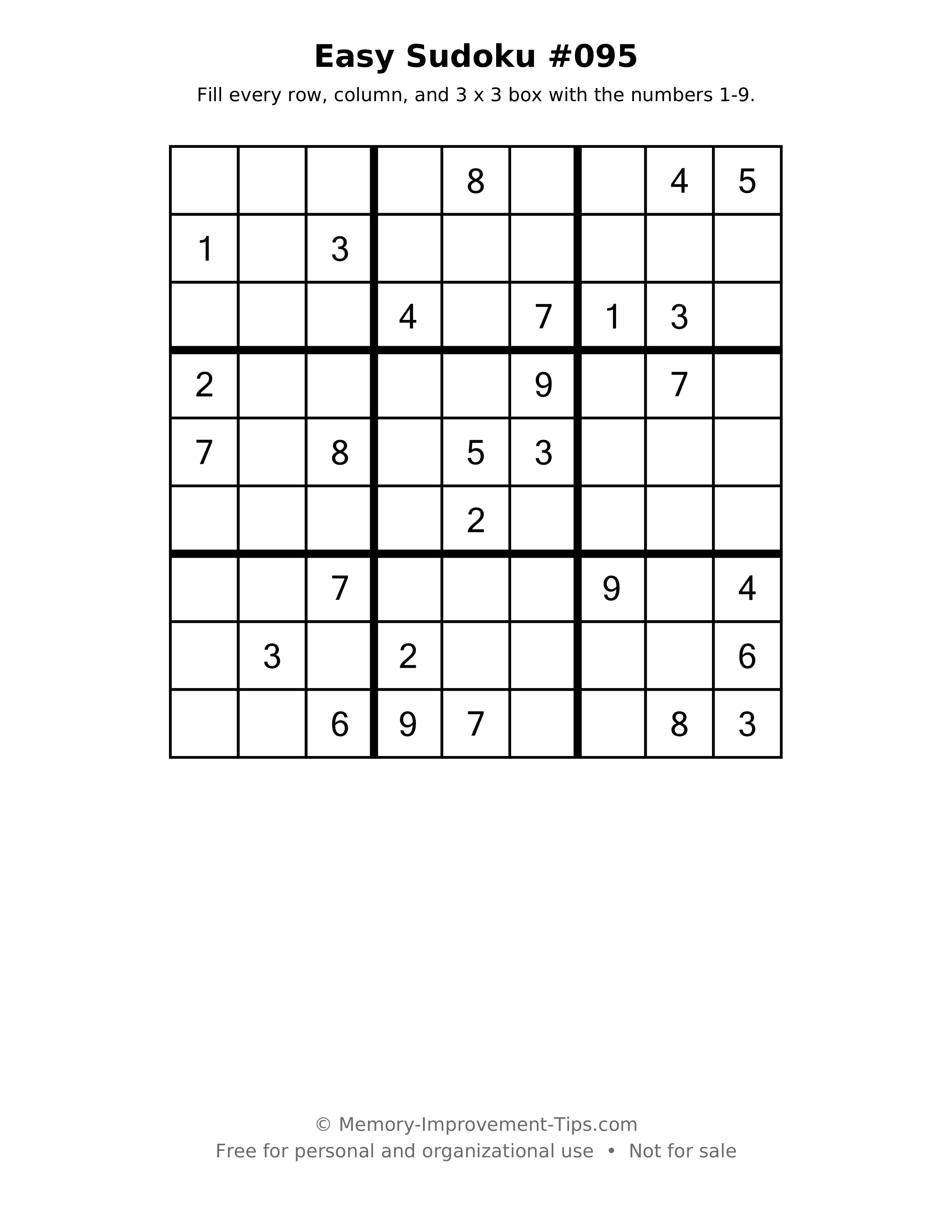 Printable puzzle: Easy Sudoku #095