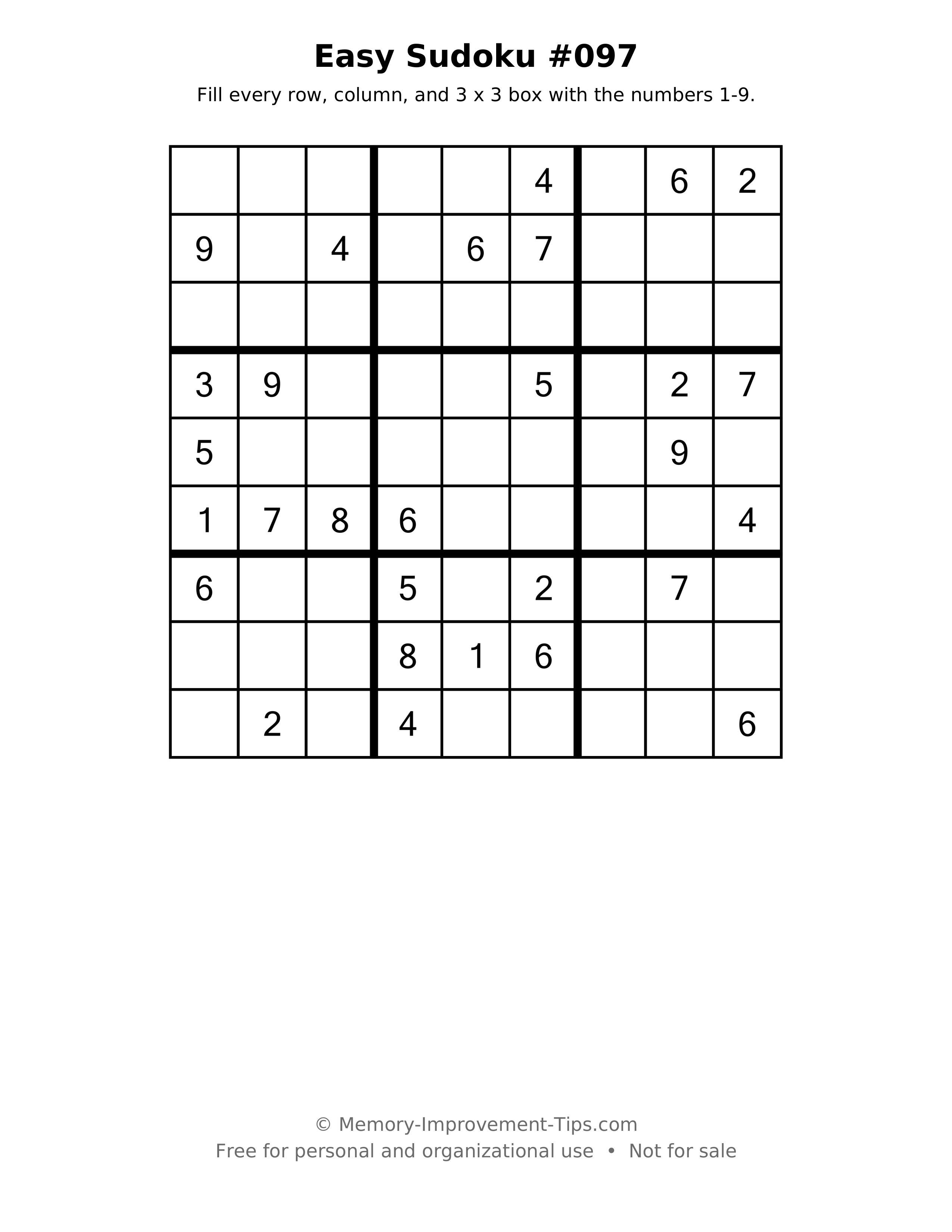 Printable puzzle: Easy Sudoku #097