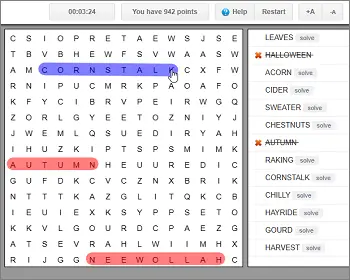 Fall Word Search Puzzle