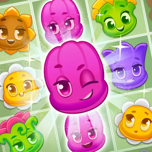 Colorful smiling flowers in Flower Story Match