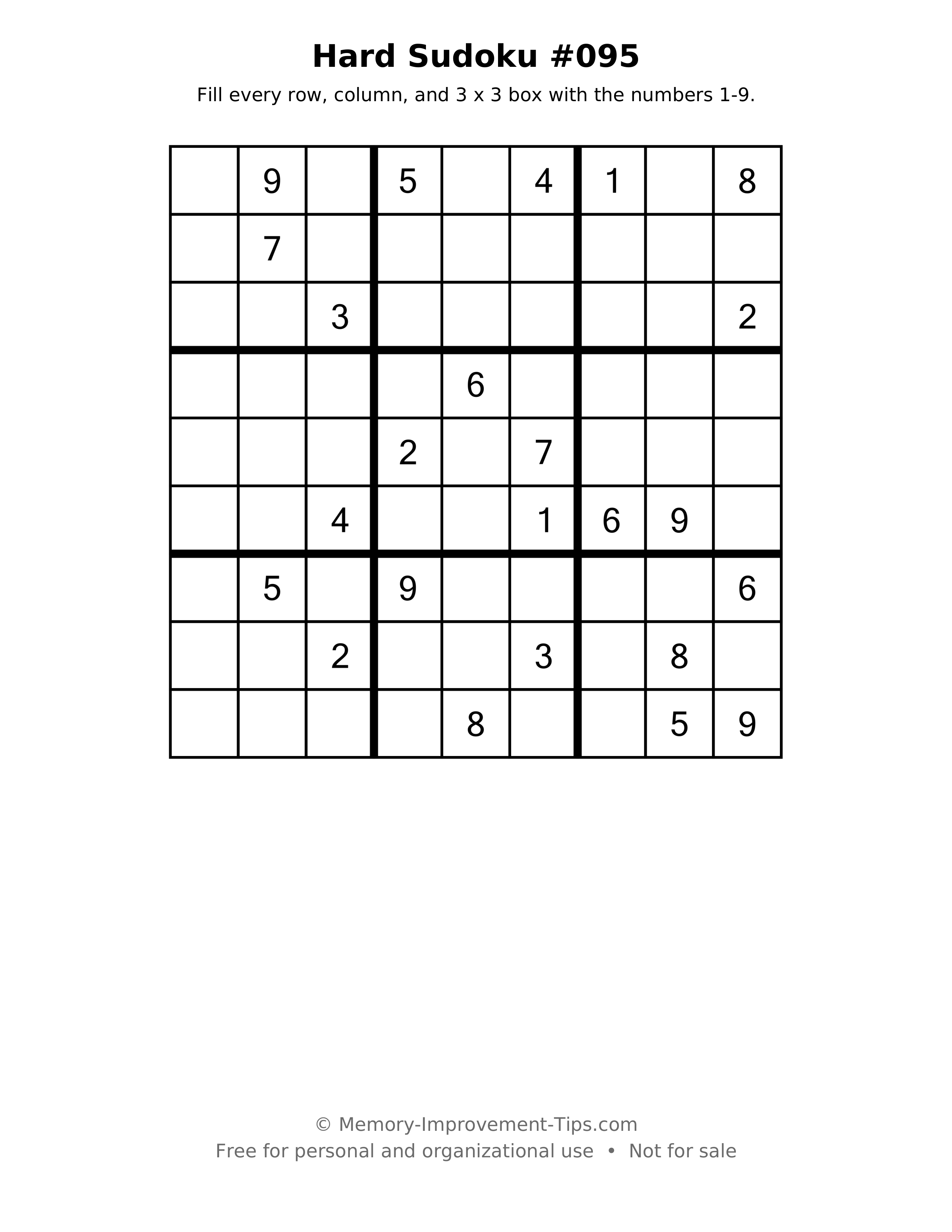 Printable puzzle: Hard Sudoku #095