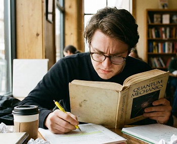 Person concentrating deeply on a task