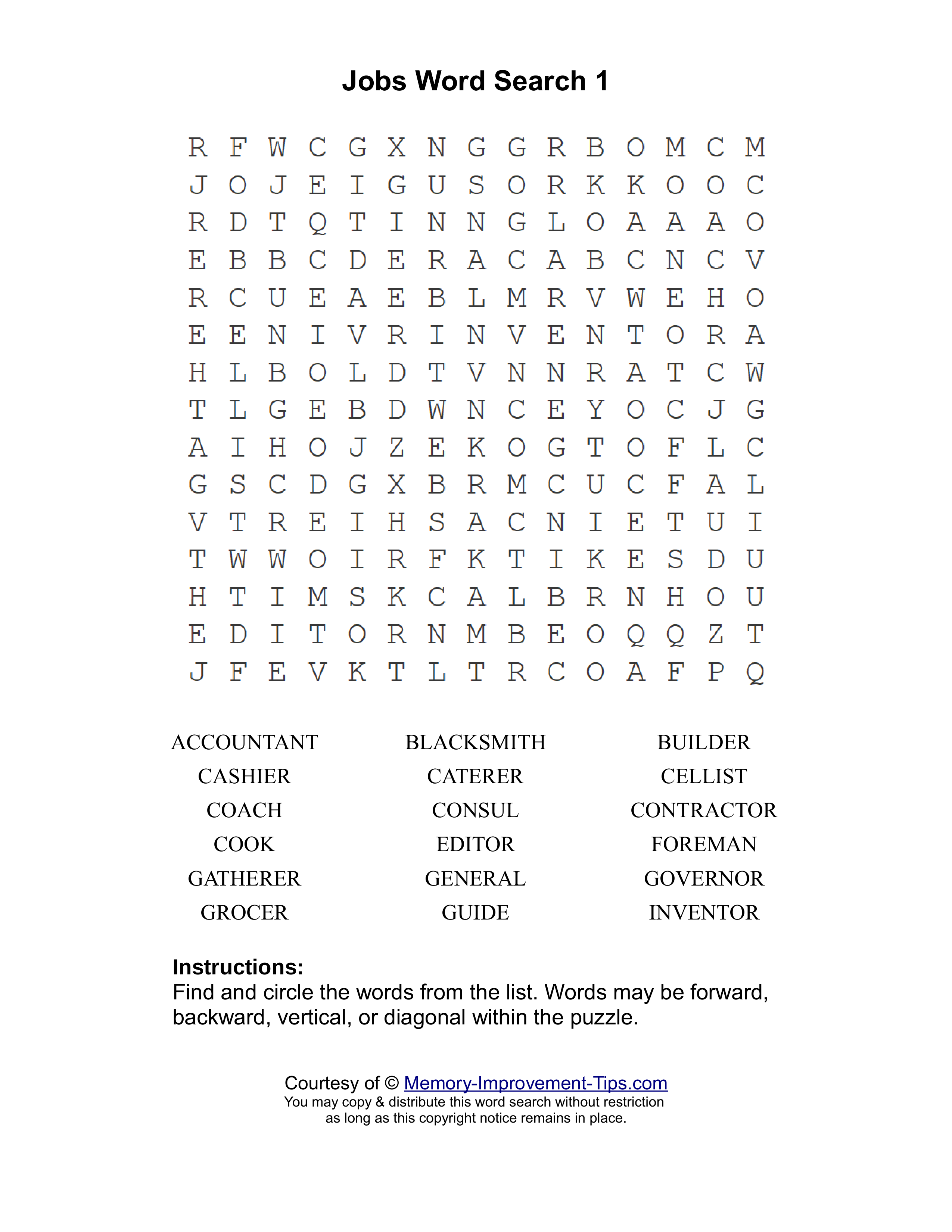 Jobs 1 word search printable puzzle