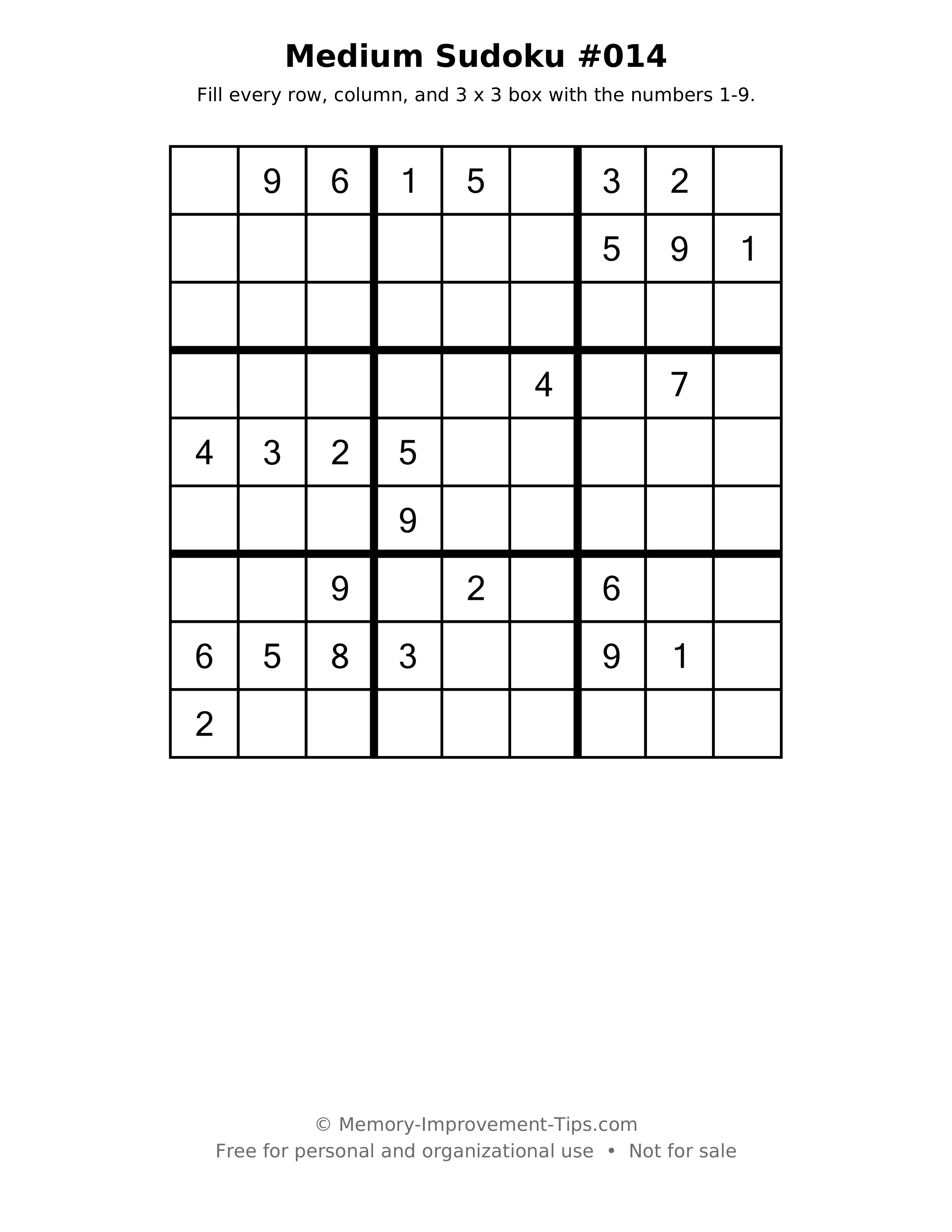 Printable puzzle: Medium Sudoku #014