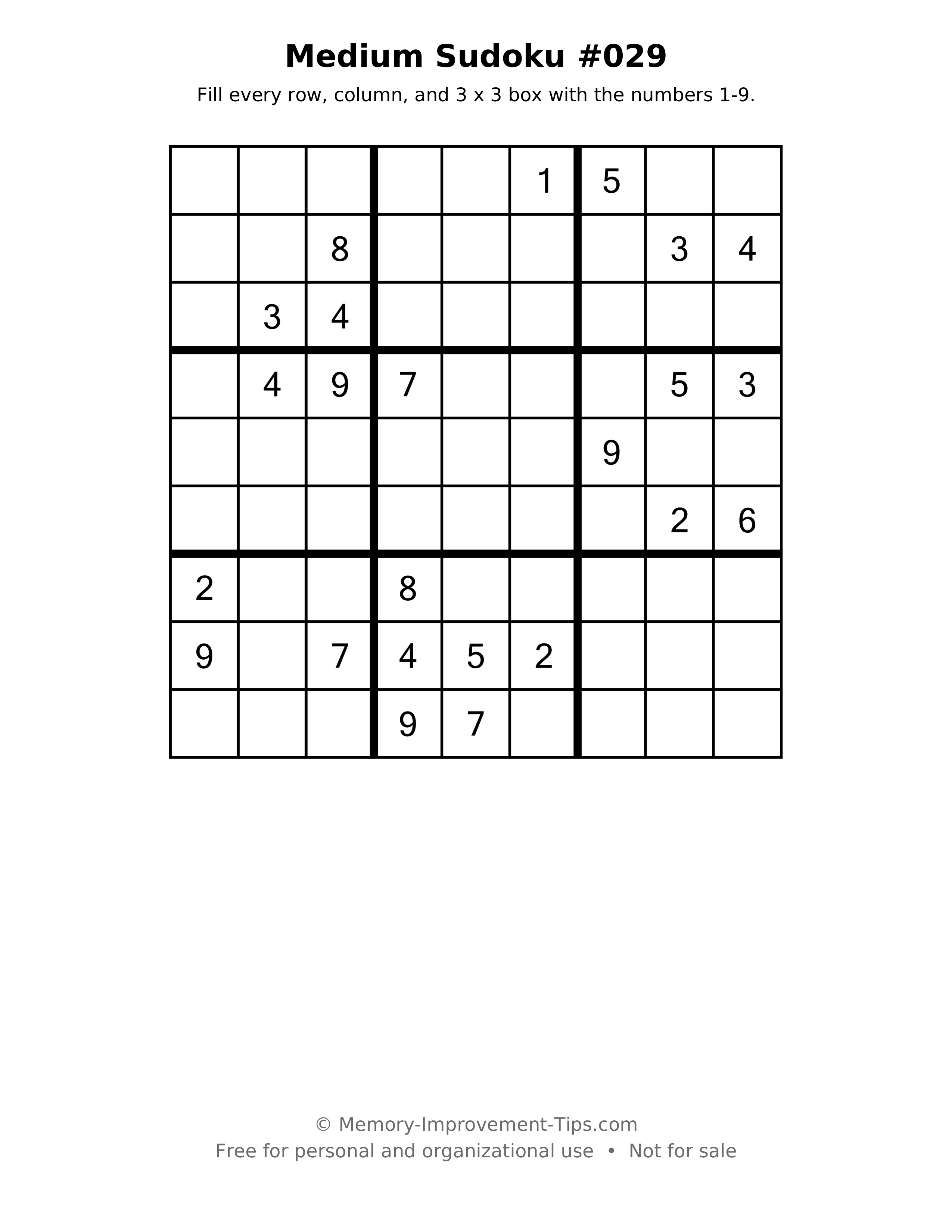 Printable puzzle: Medium Sudoku #029