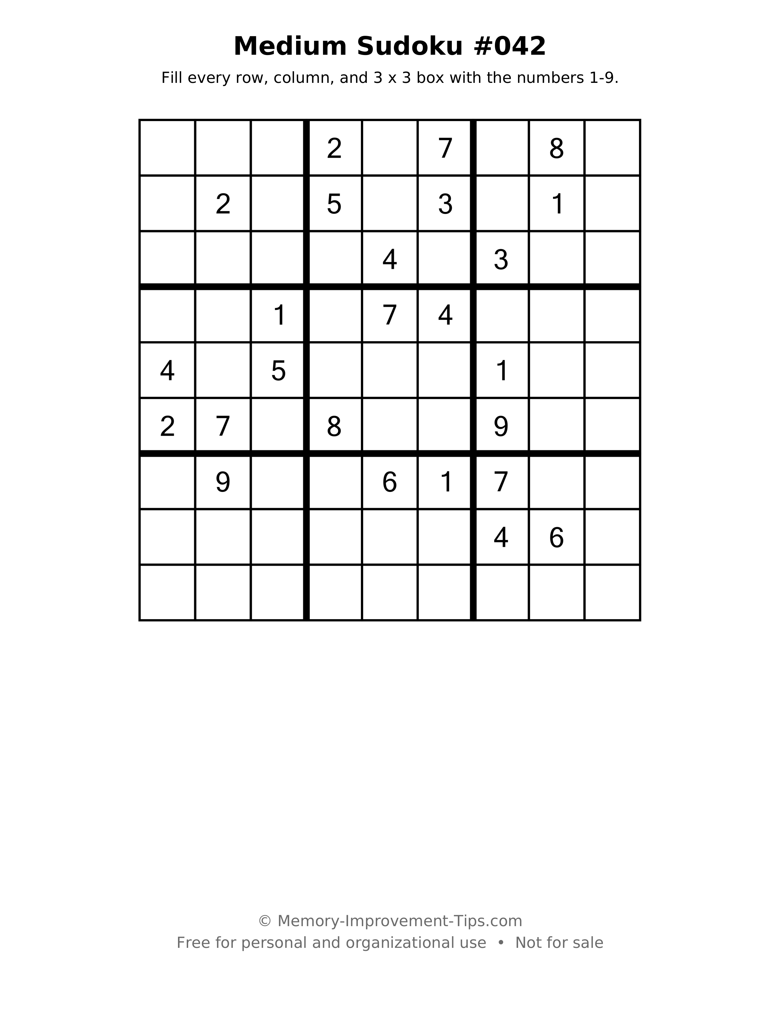Printable puzzle: Medium Sudoku #042