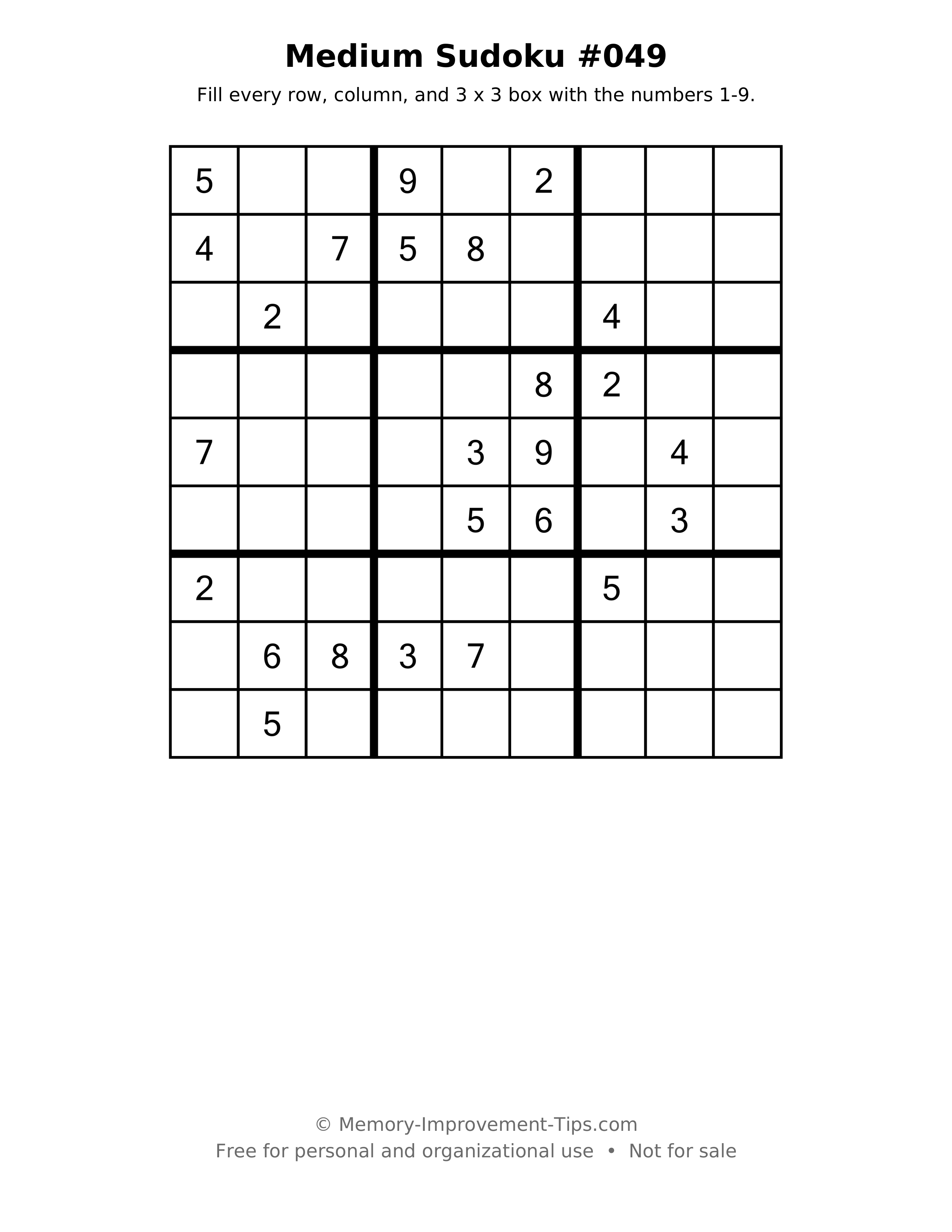 Printable puzzle: Medium Sudoku #049