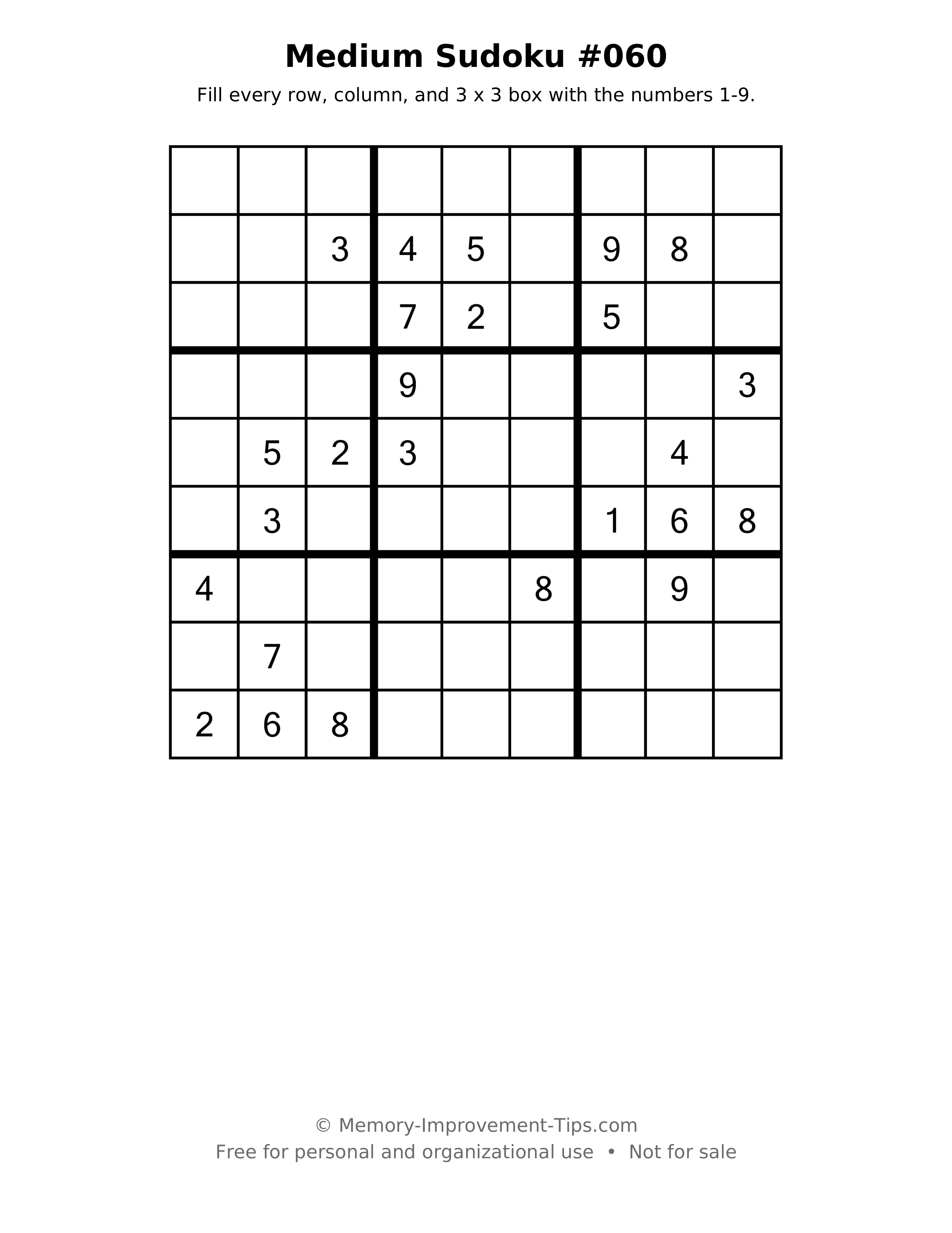 Printable puzzle: Medium Sudoku #060