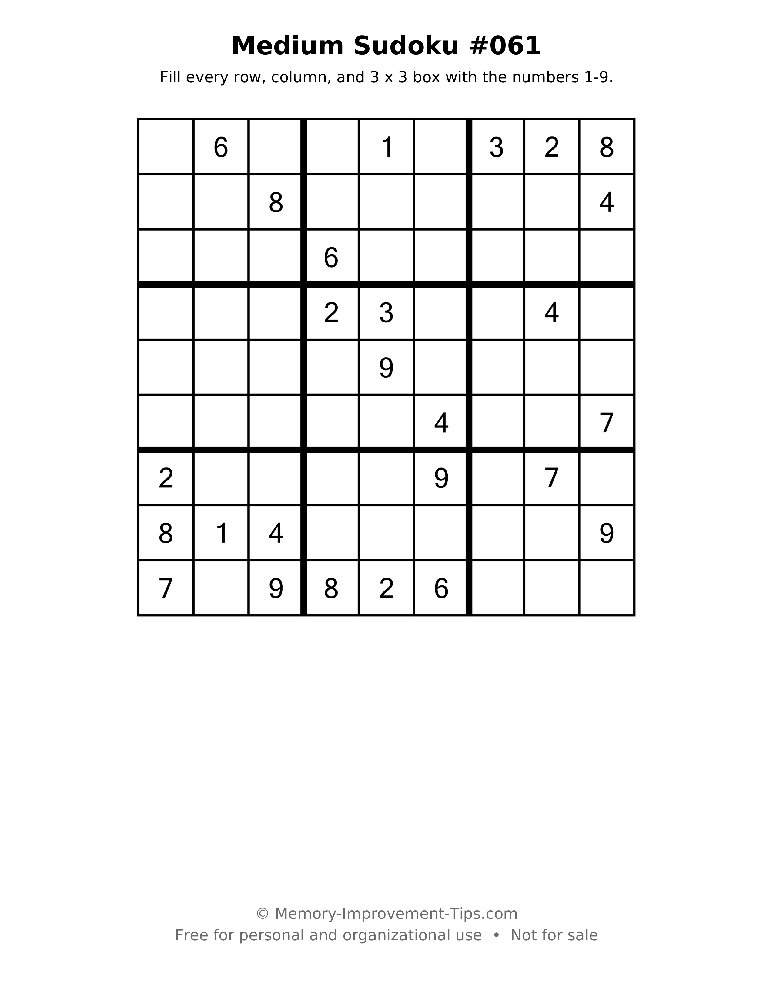 Printable puzzle: Medium Sudoku #061