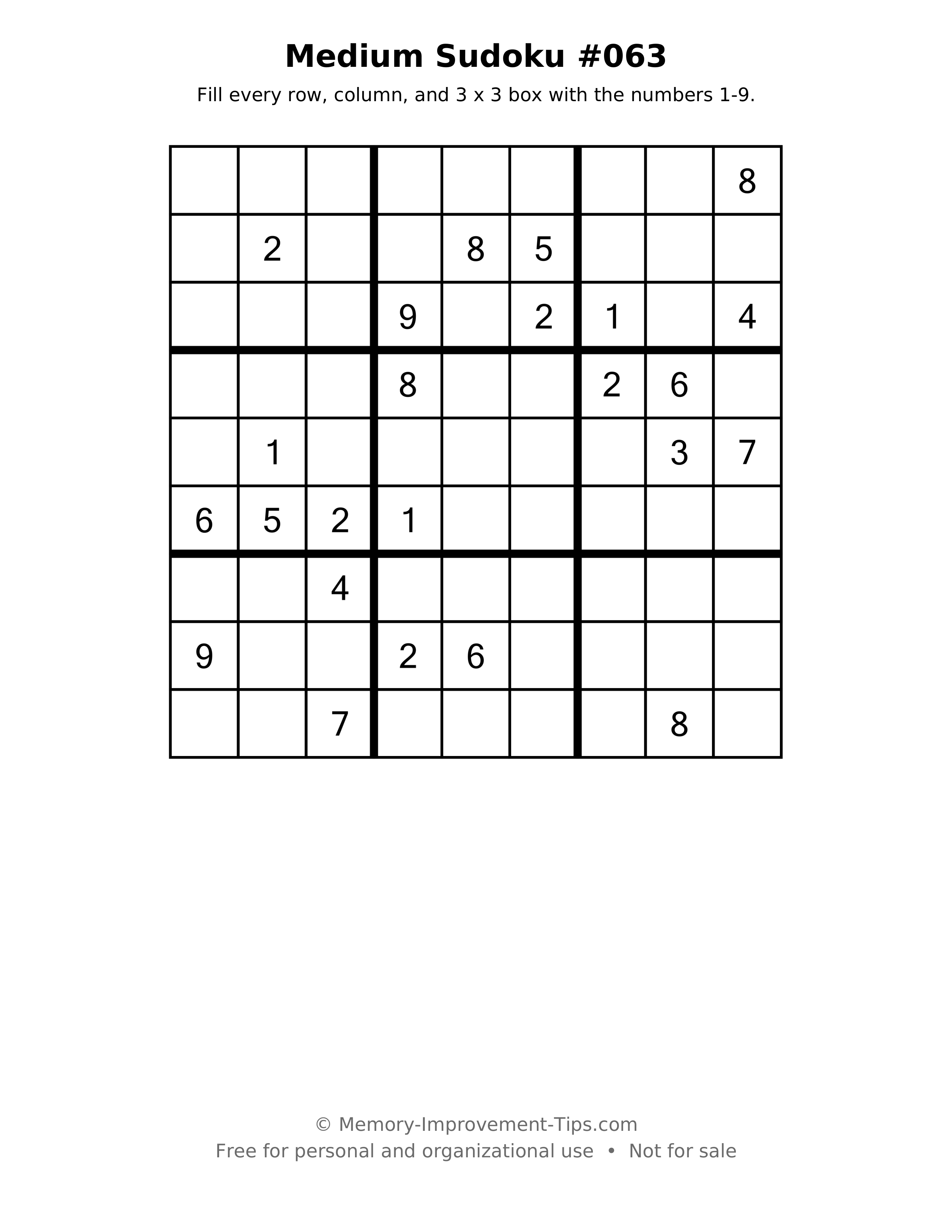 Printable puzzle: Medium Sudoku #063