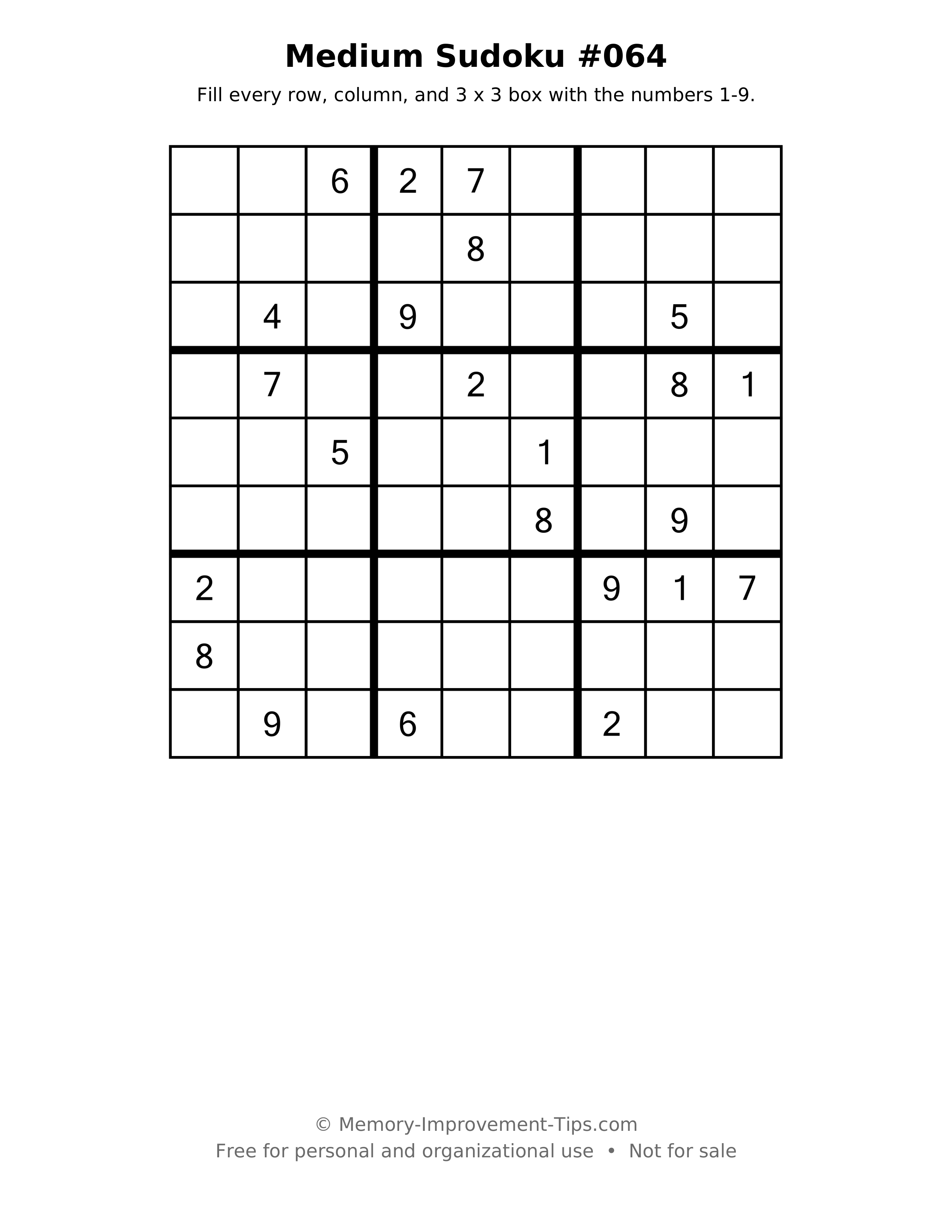 Printable puzzle: Medium Sudoku #064
