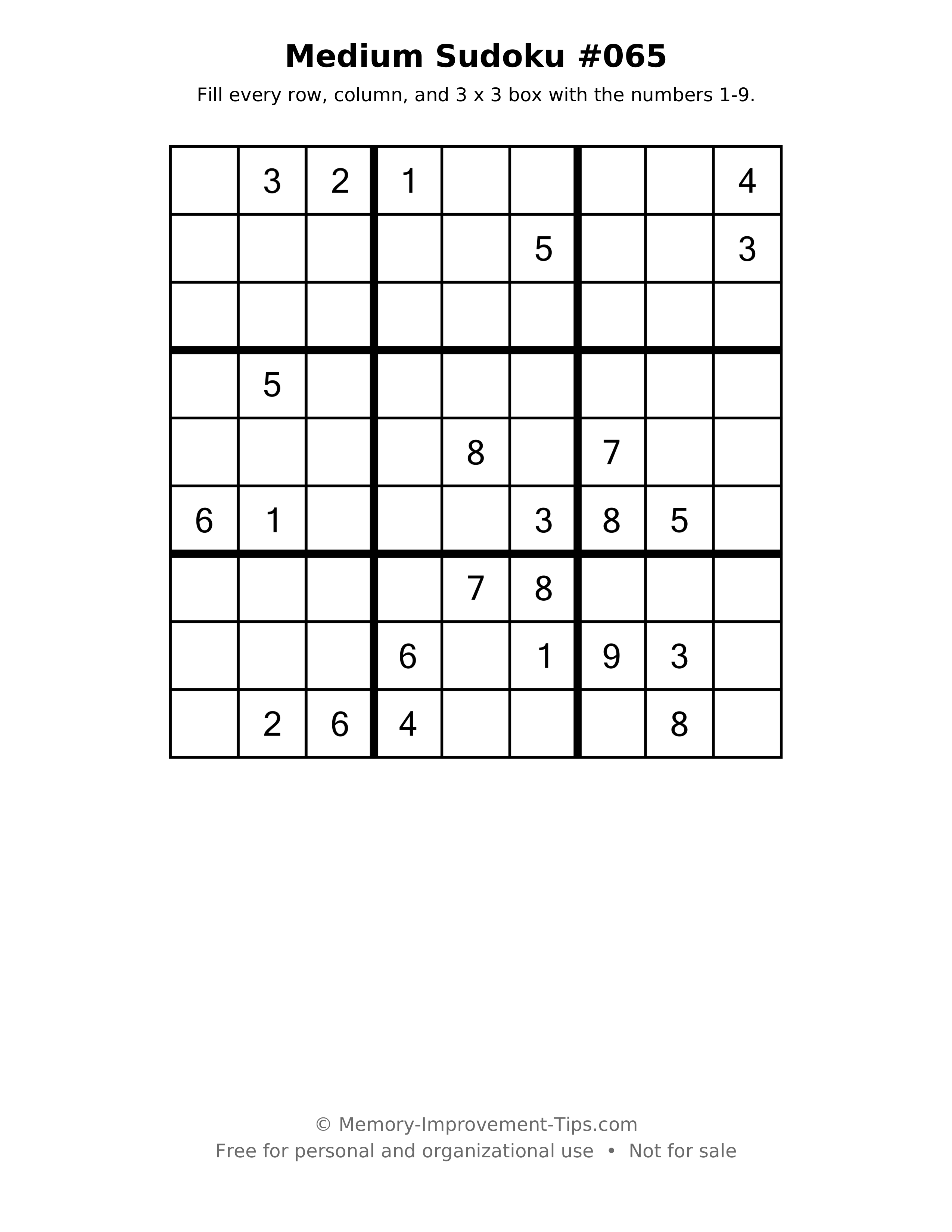 Printable puzzle: Medium Sudoku #065