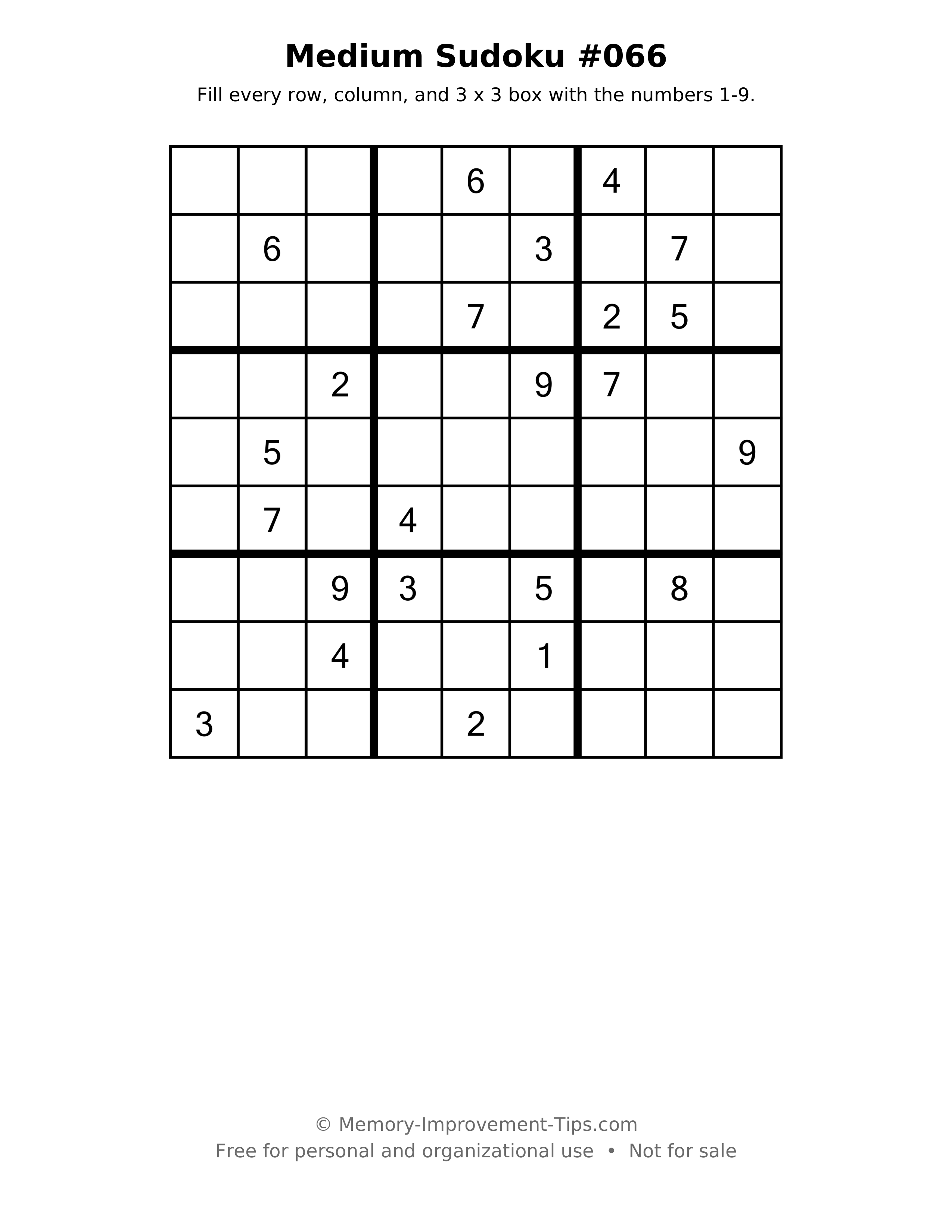 Printable puzzle: Medium Sudoku #066