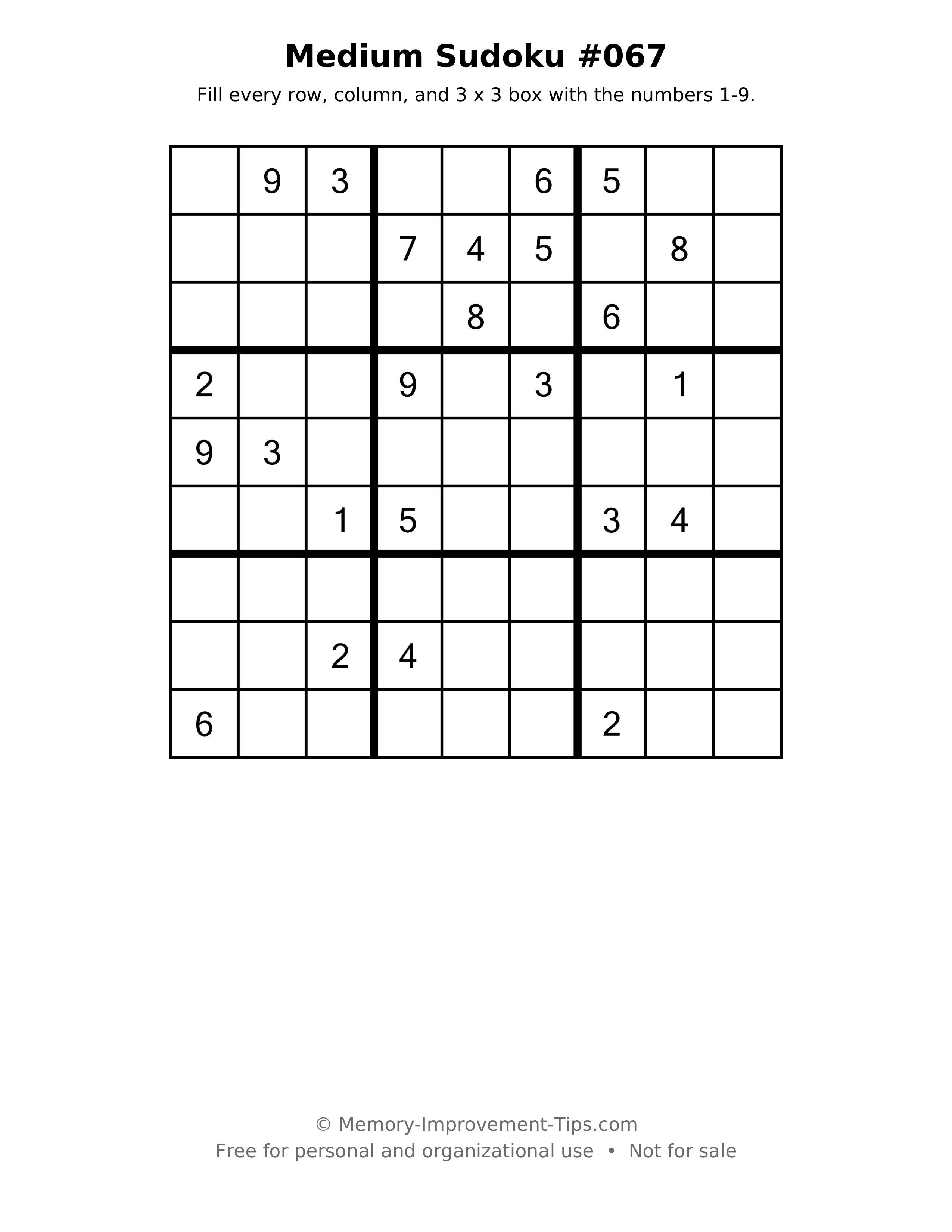 Printable puzzle: Medium Sudoku #067