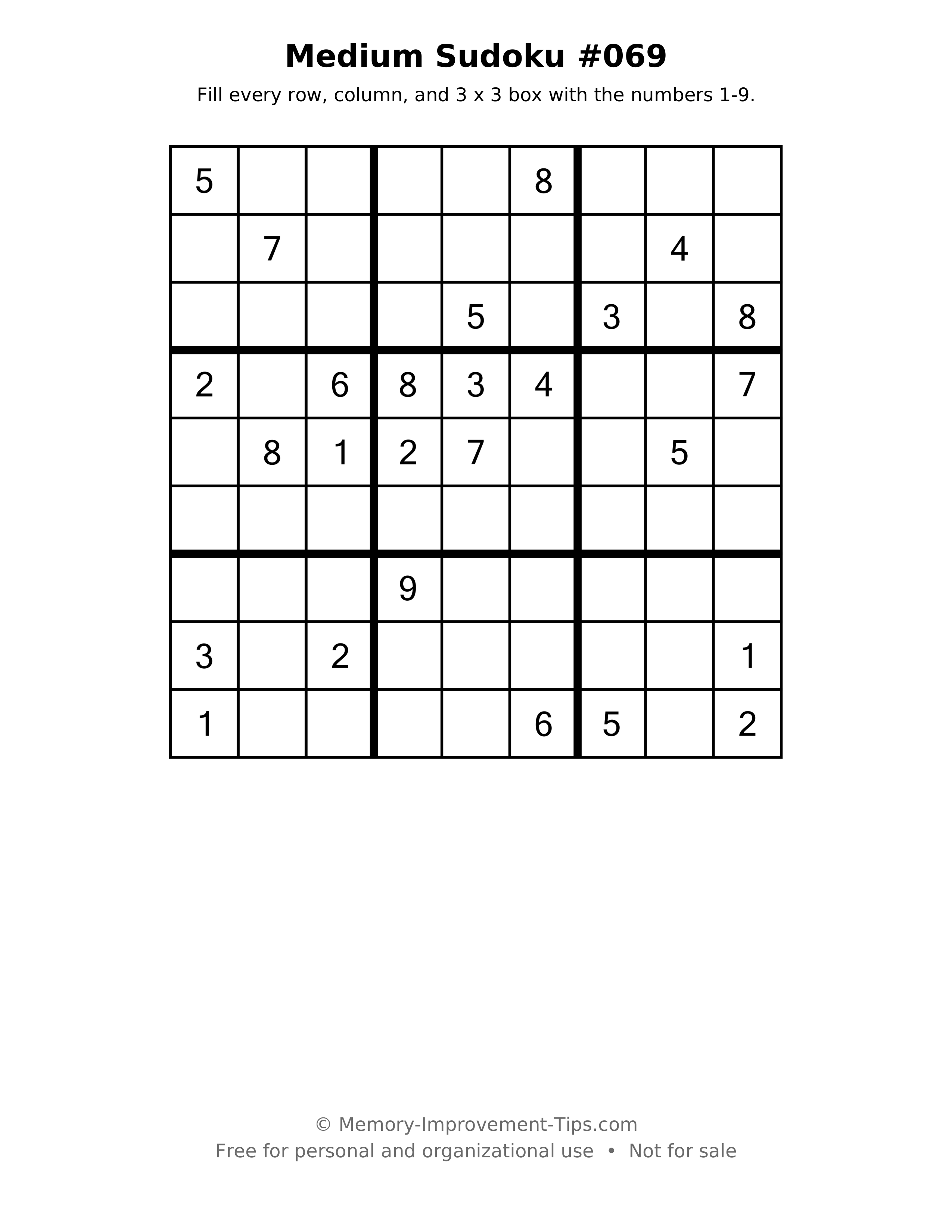 Printable puzzle: Medium Sudoku #069