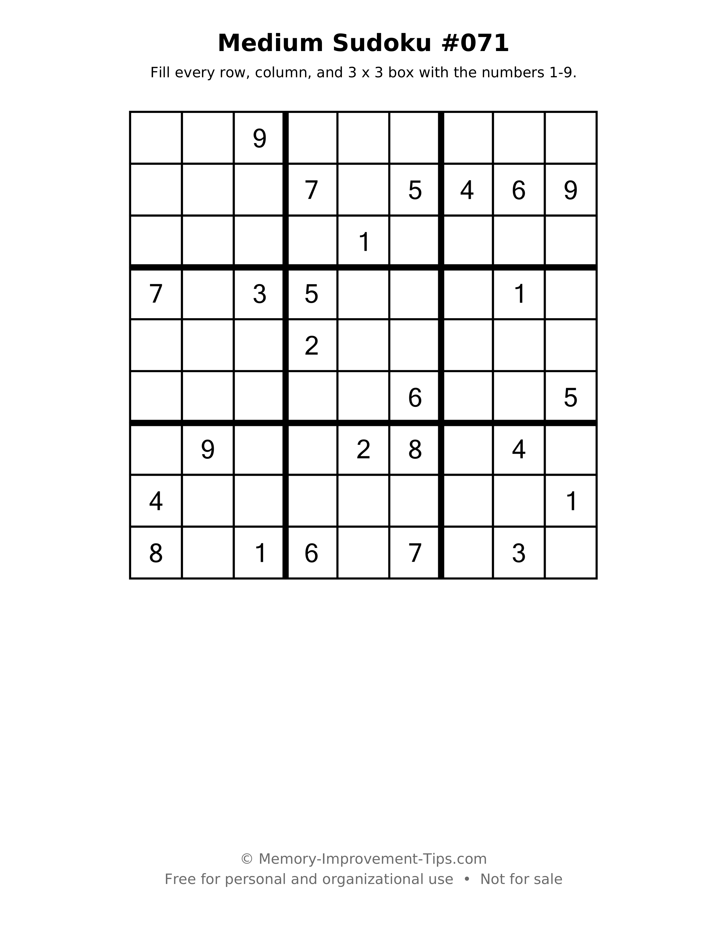 Printable puzzle: Medium Sudoku #071