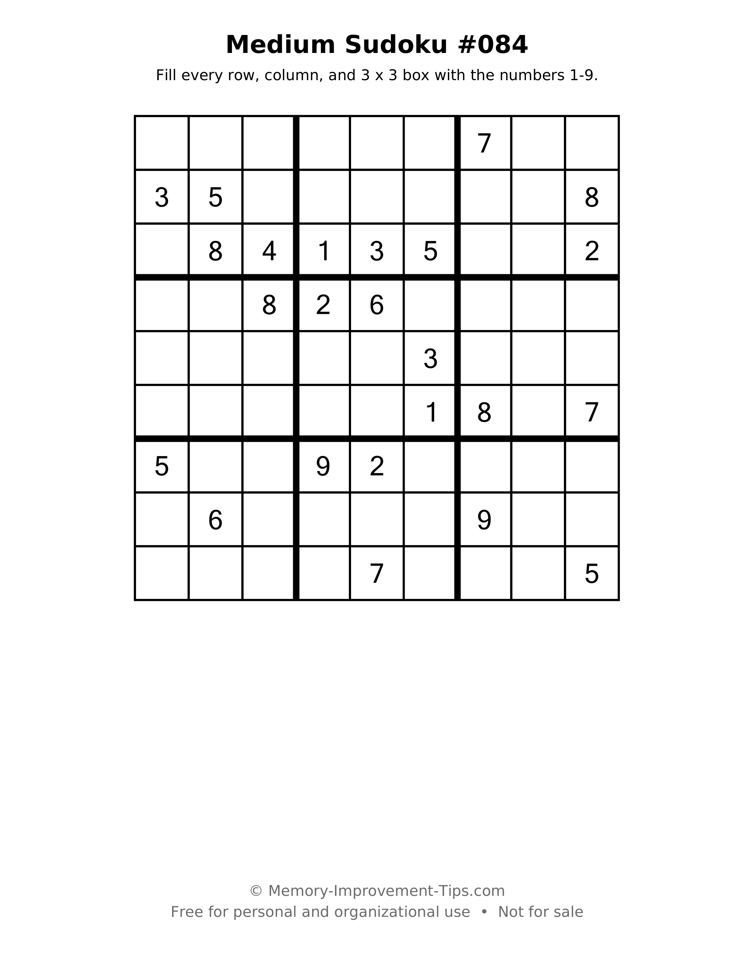 Printable puzzle: Medium Sudoku #084