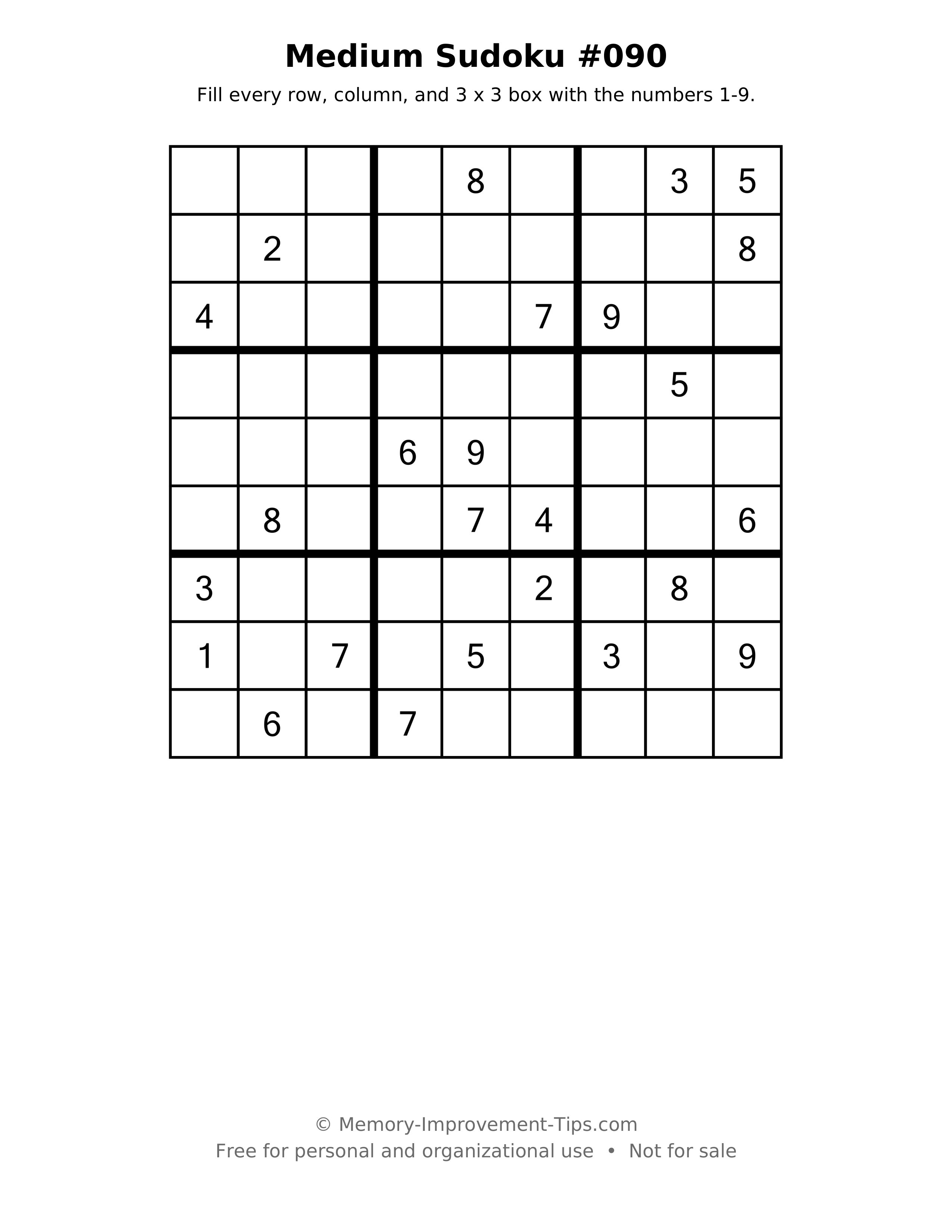 Printable puzzle: Medium Sudoku #090