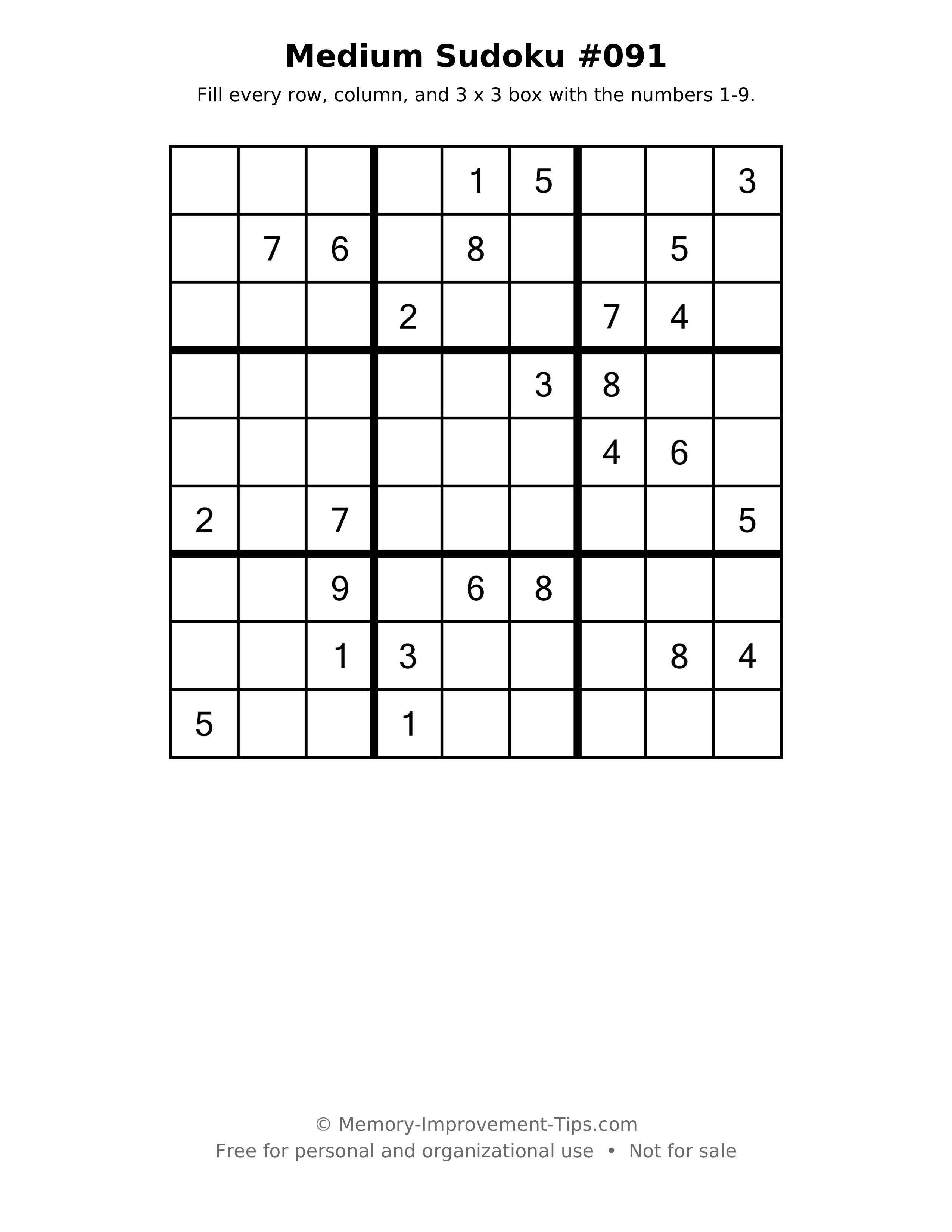 Printable puzzle: Medium Sudoku #091