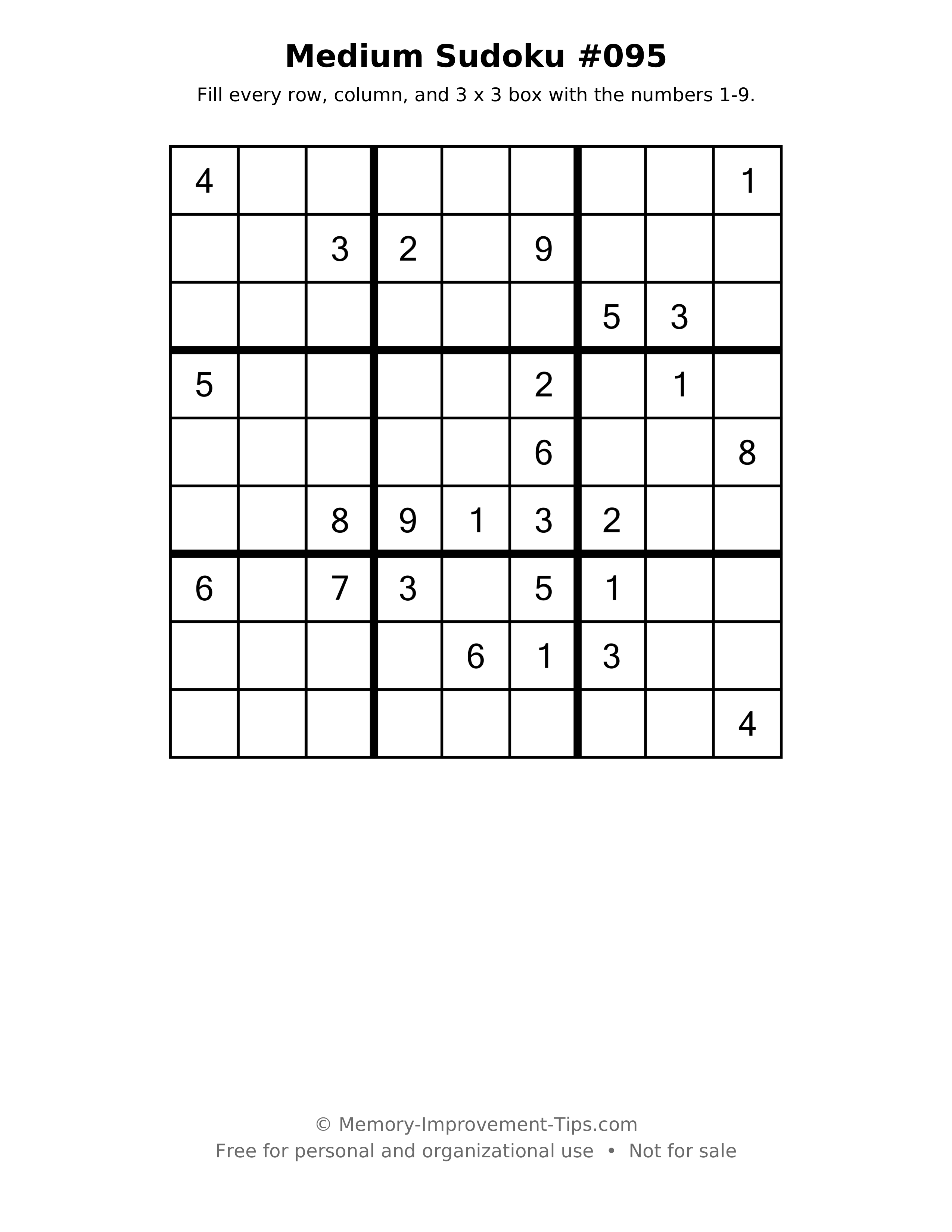 Printable puzzle: Medium Sudoku #095