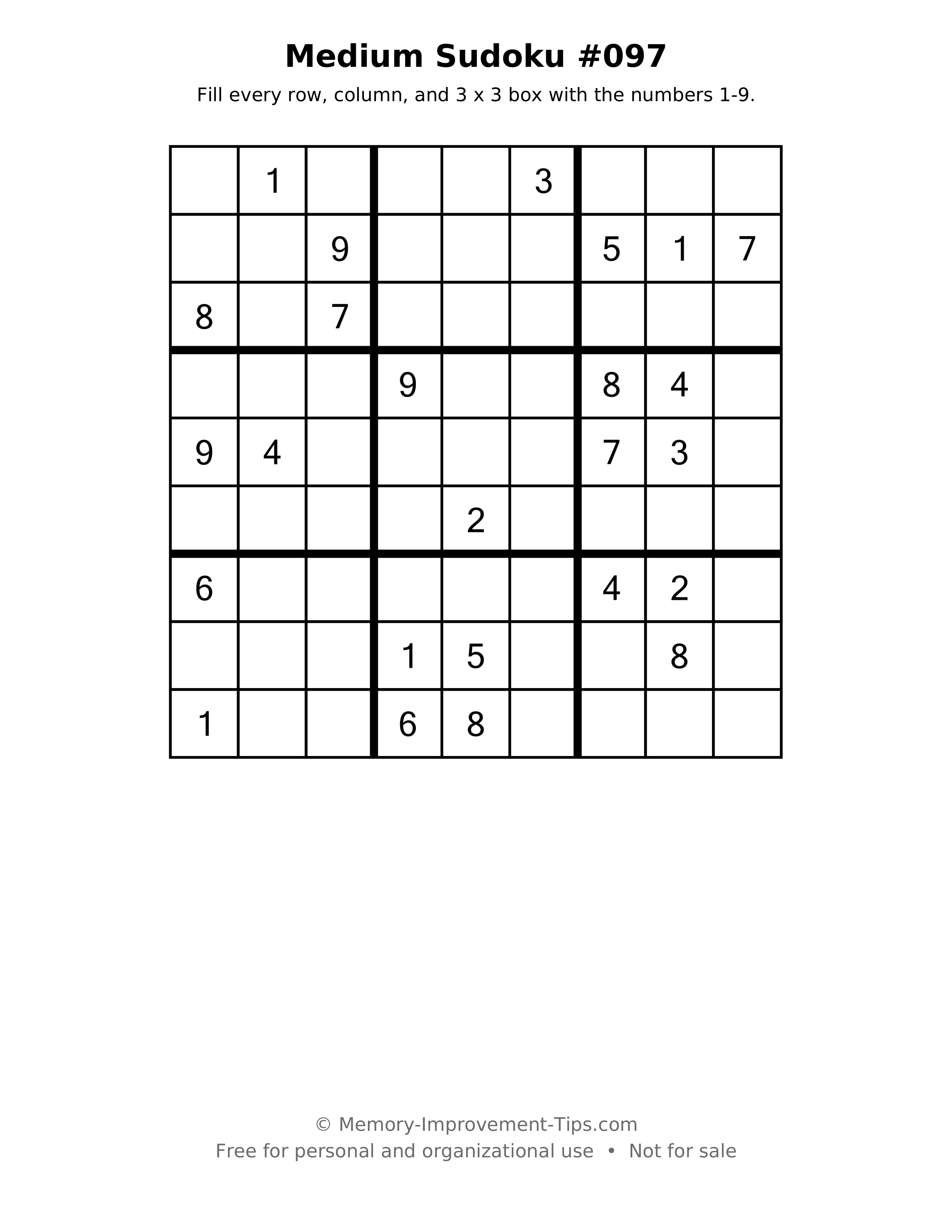 Printable puzzle: Medium Sudoku #097
