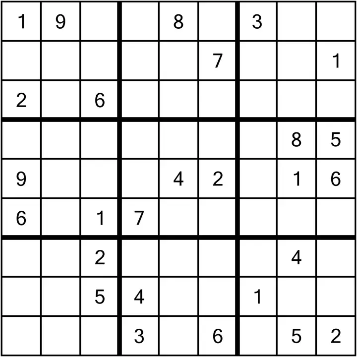 Starting grid for Medium Sudoku Puzzle 001, with room for pencil marks