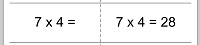 Multiplication flash card, horizontal example