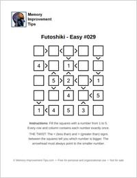 easy printable futoshiki puzzle