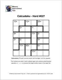 Hard Calcudoku Printable Puzzle hard printable Calcudoku puzzle