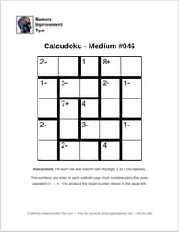 Medium Calcudoku Printable Puzzle medium printable Calcudoku puzzle