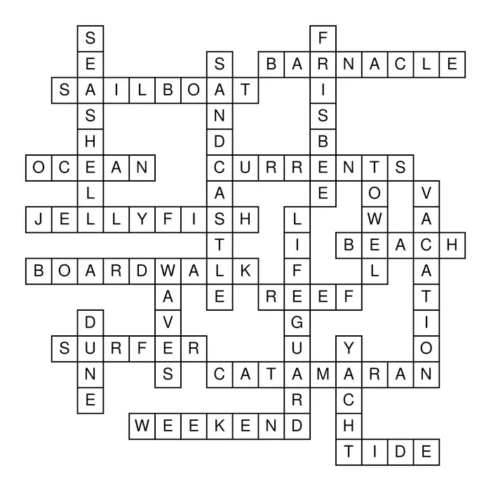 Seaside Crossword Puzzle Solution