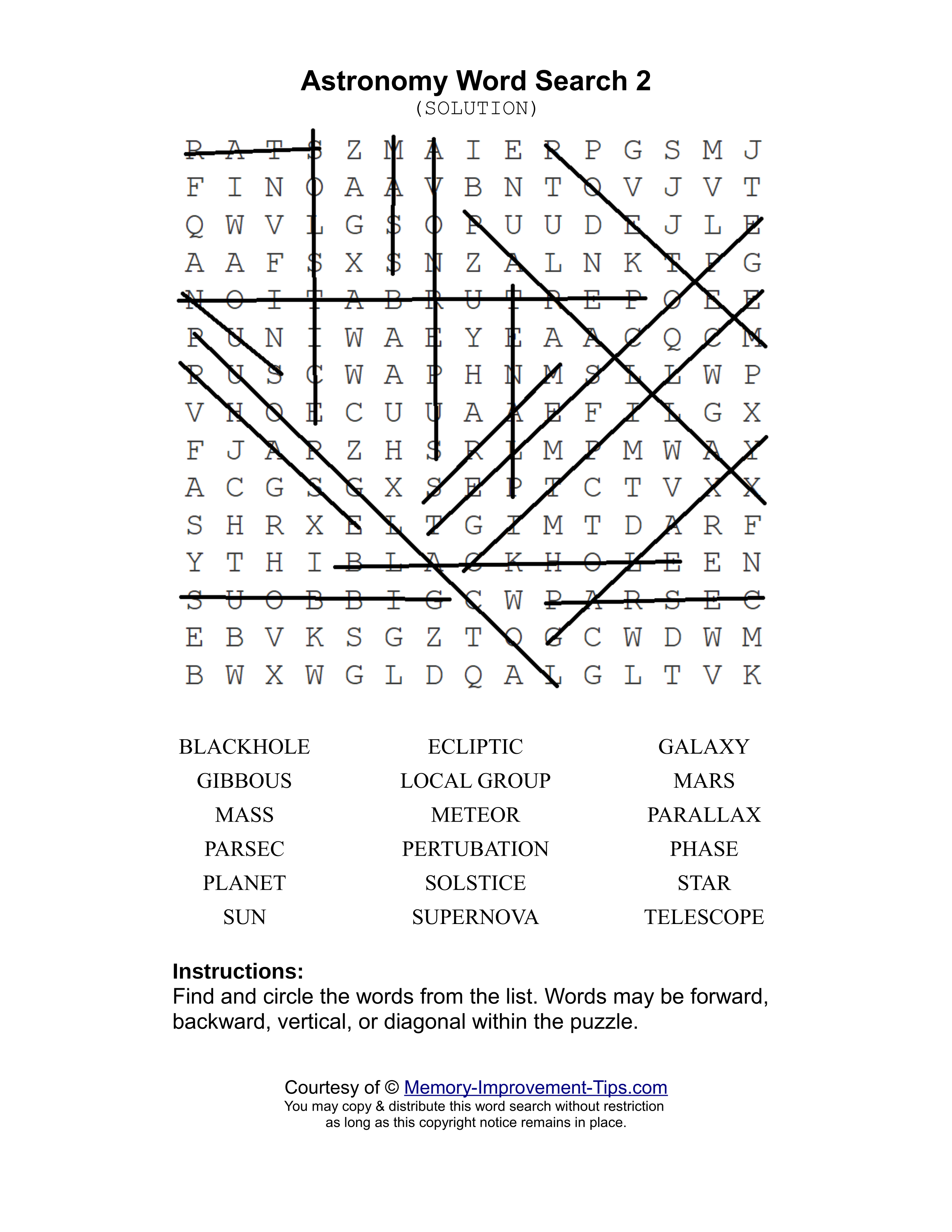 Astronomy 2 word search printable solution