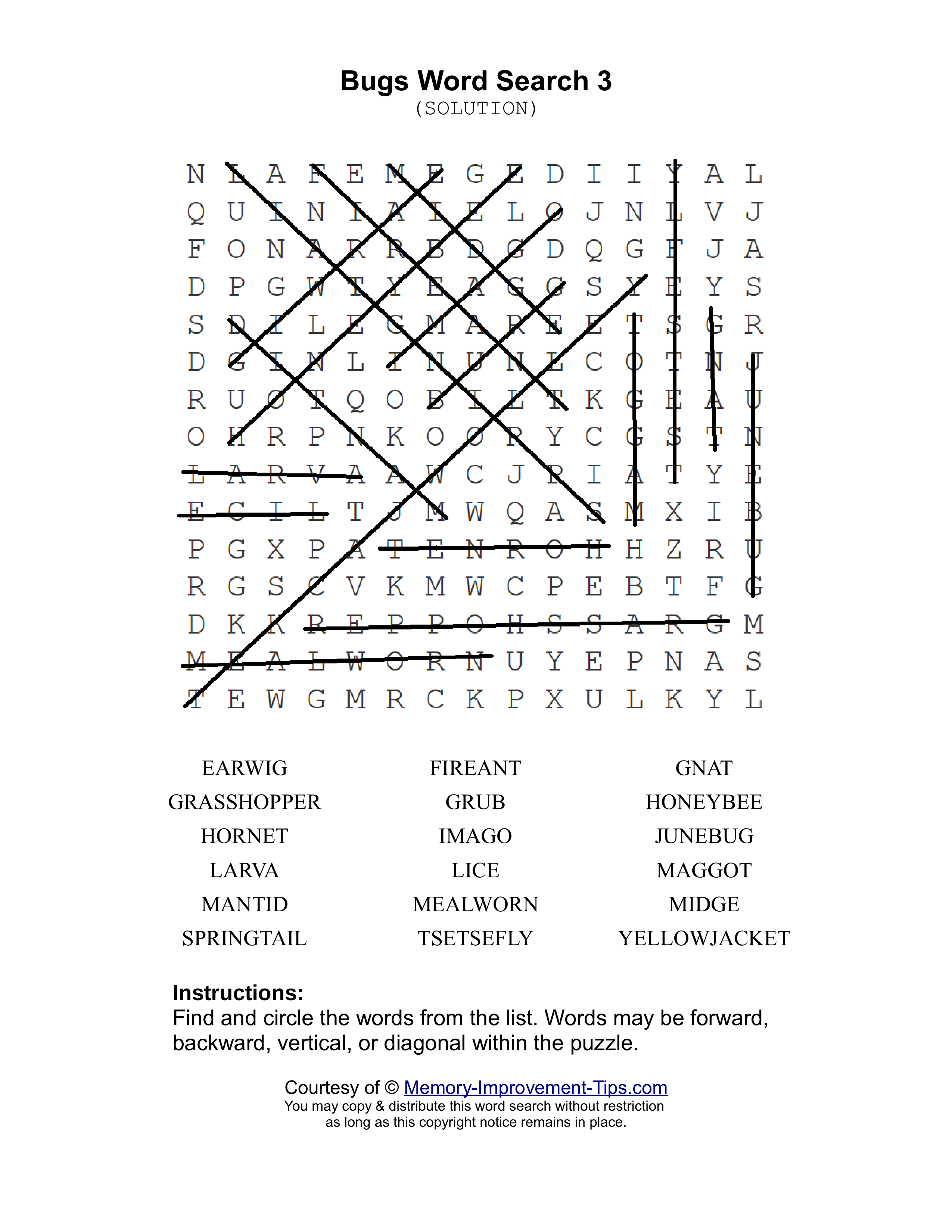 Bugs 3 word search printable solution