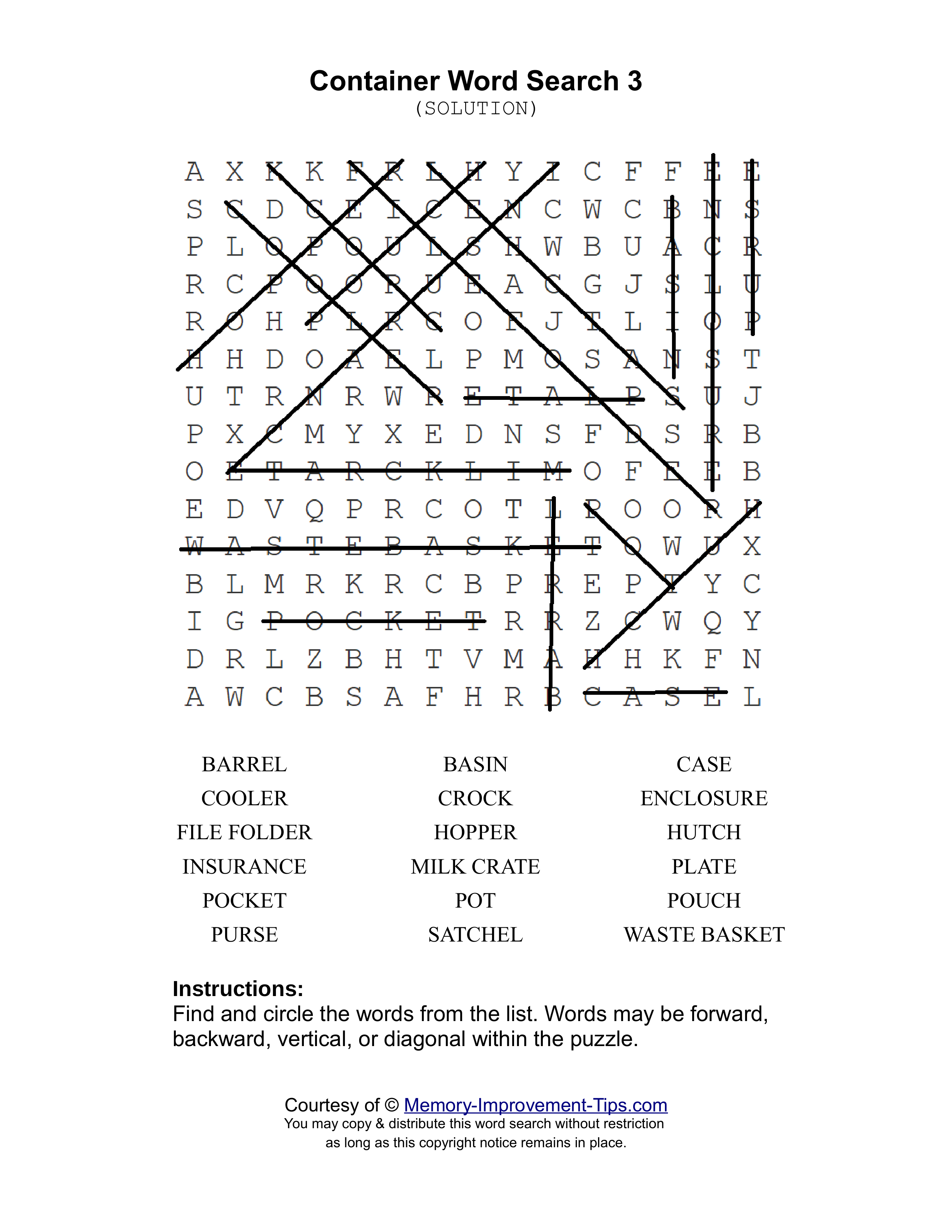 Containers 3 word search printable solution