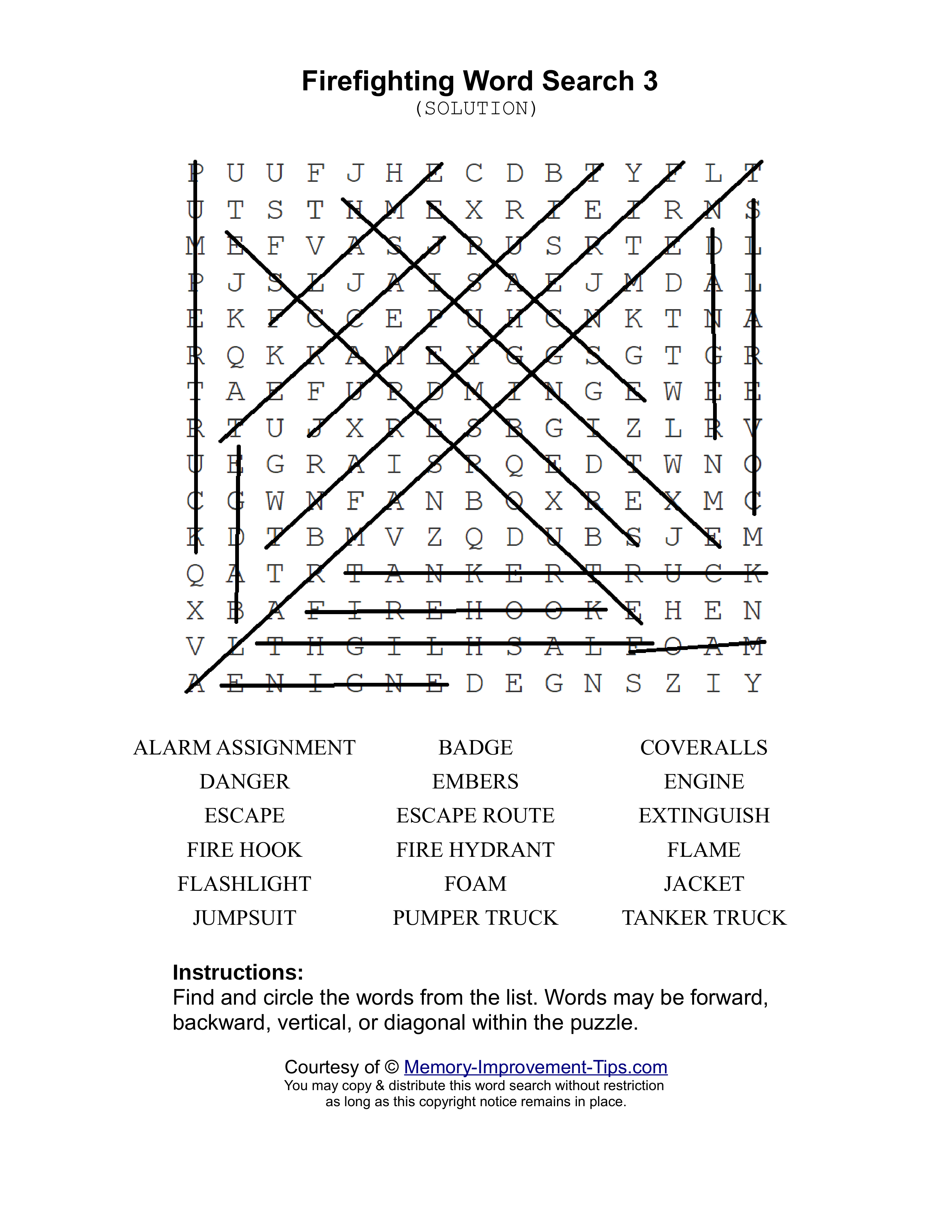 Firefighting 3 word search printable solution