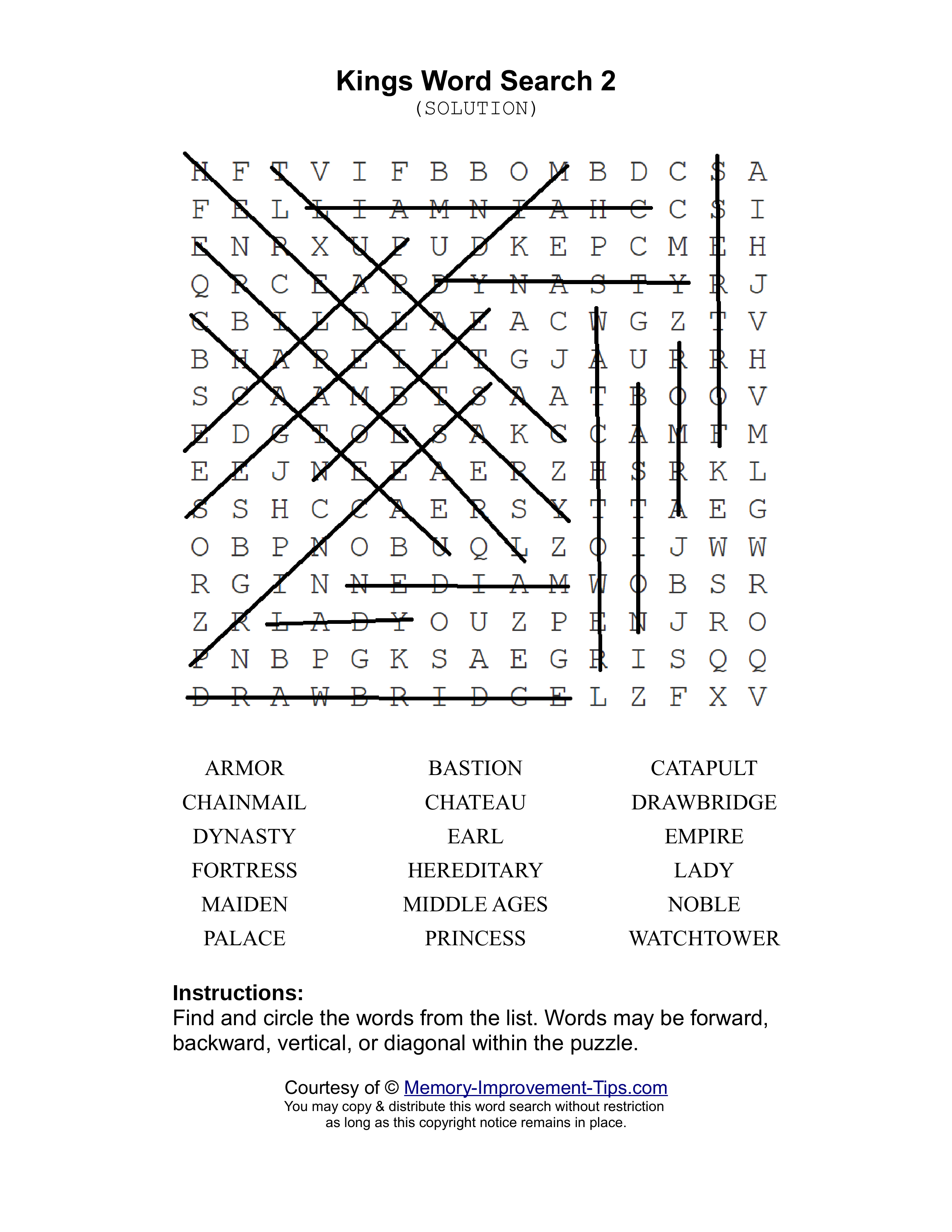 Kings 2 word search printable solution